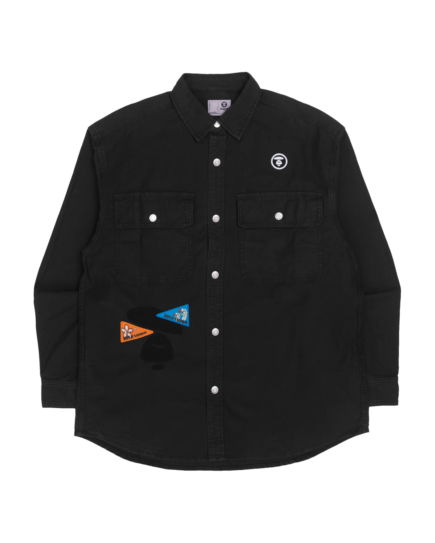 Moonface embroidered graphic patch shirt