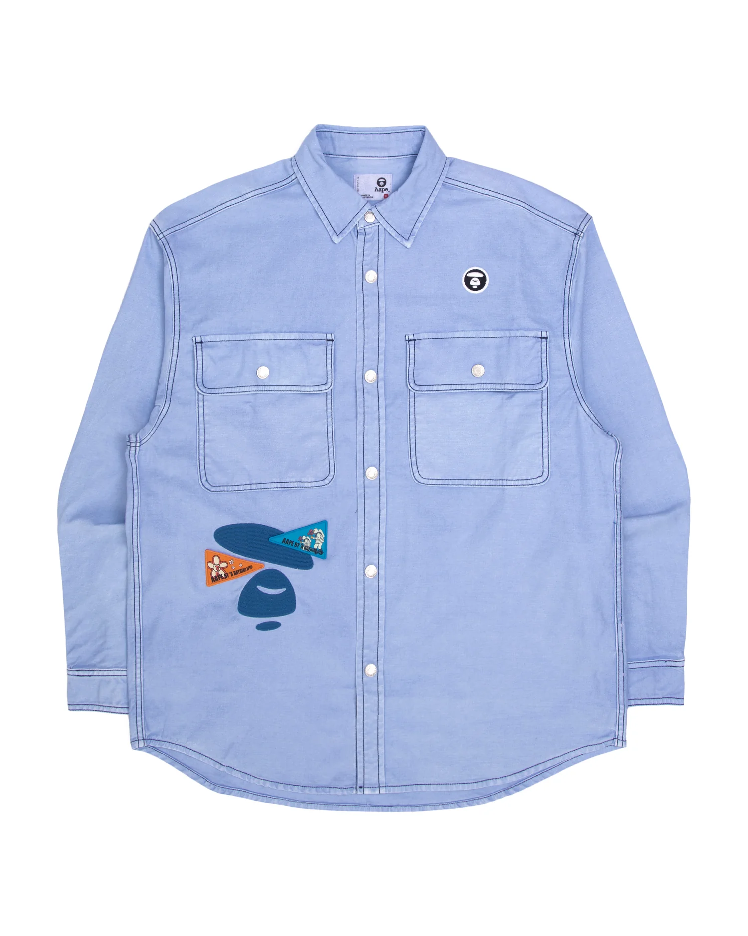 Moonface embroidered graphic patch shirt - Image 6