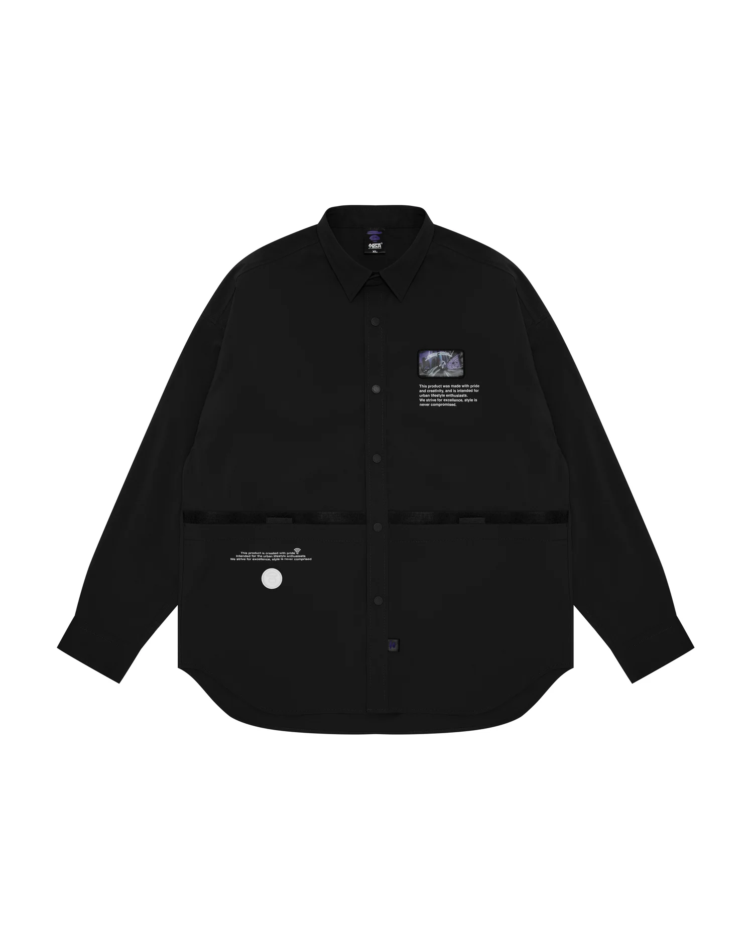 Moonface graphic patch shirt