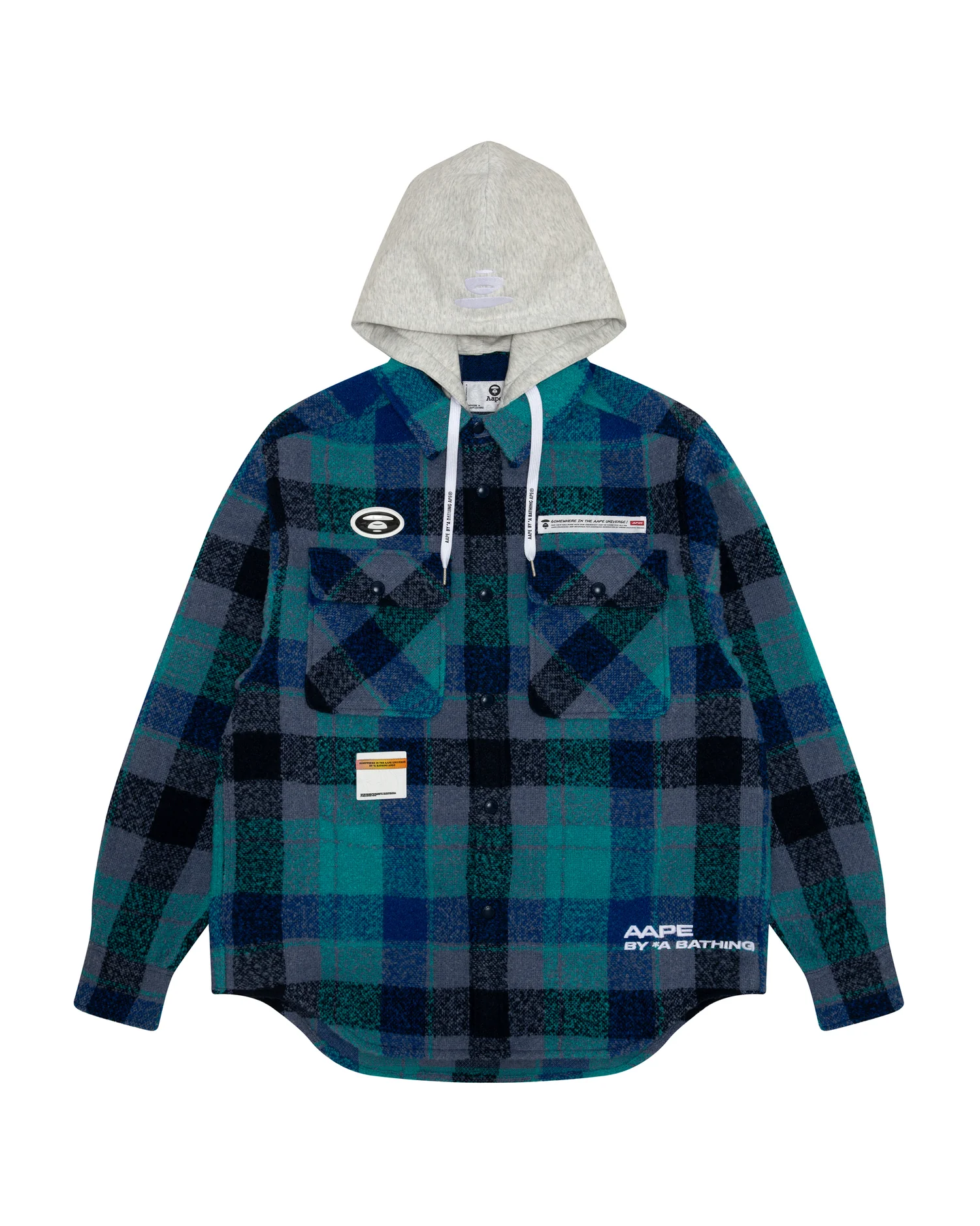Moonface check-panelled hooded shirt jacket - Image 6