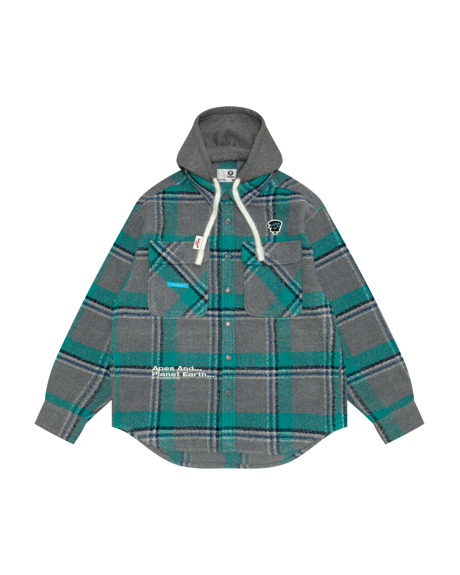 Check hooded button down jacket - Image 6