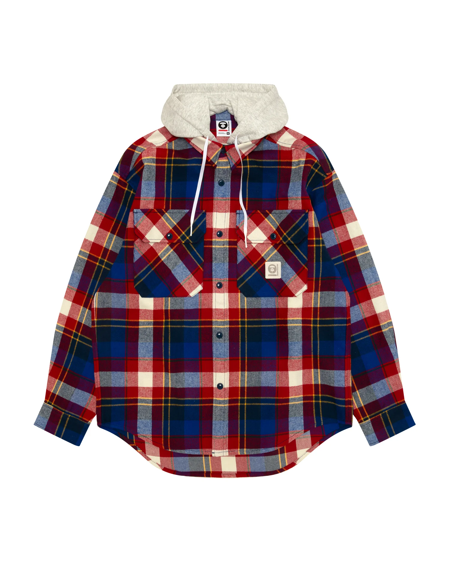 AAPENOW moonface check hooded shirt jacket
