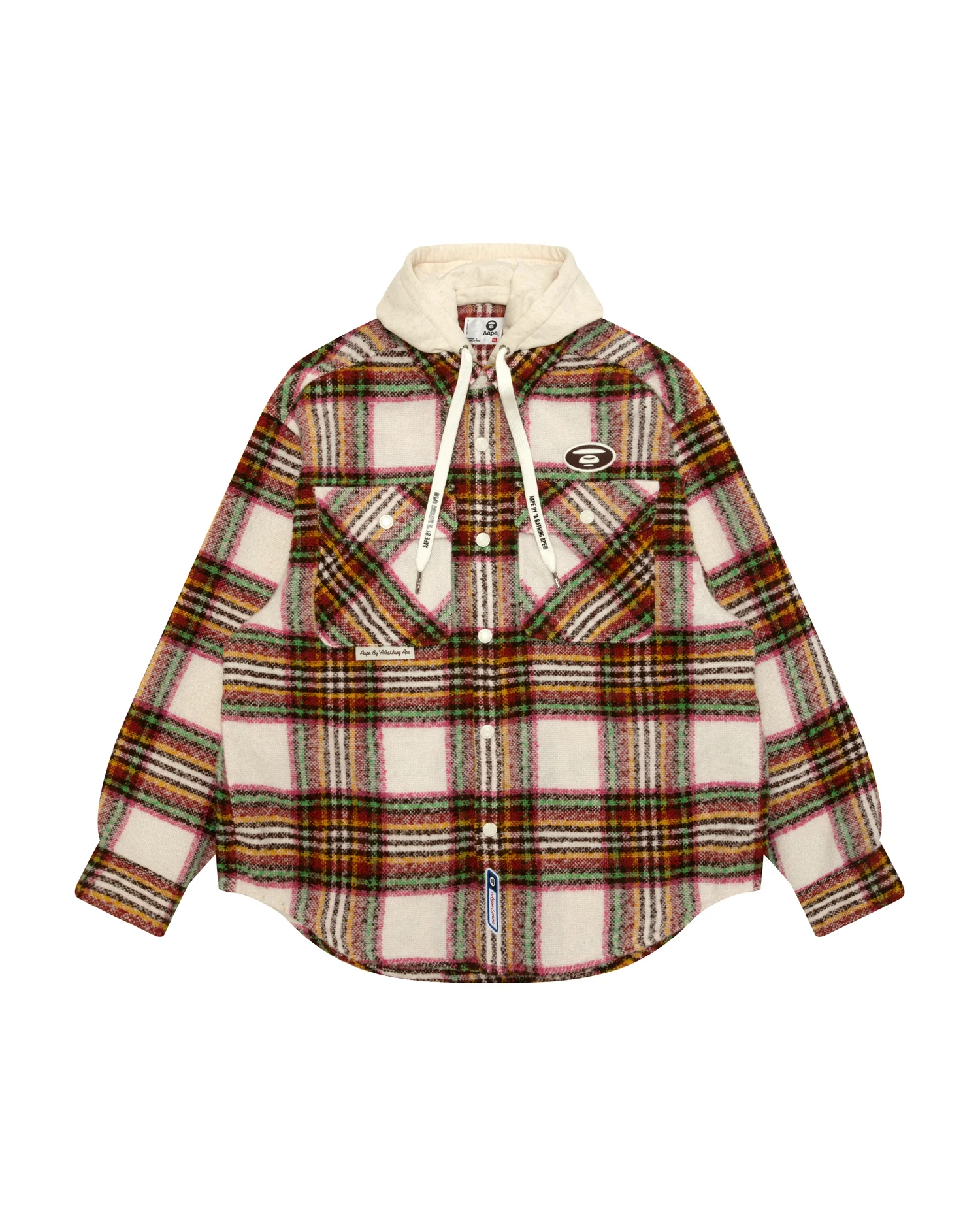 Moonface check hooded shirt