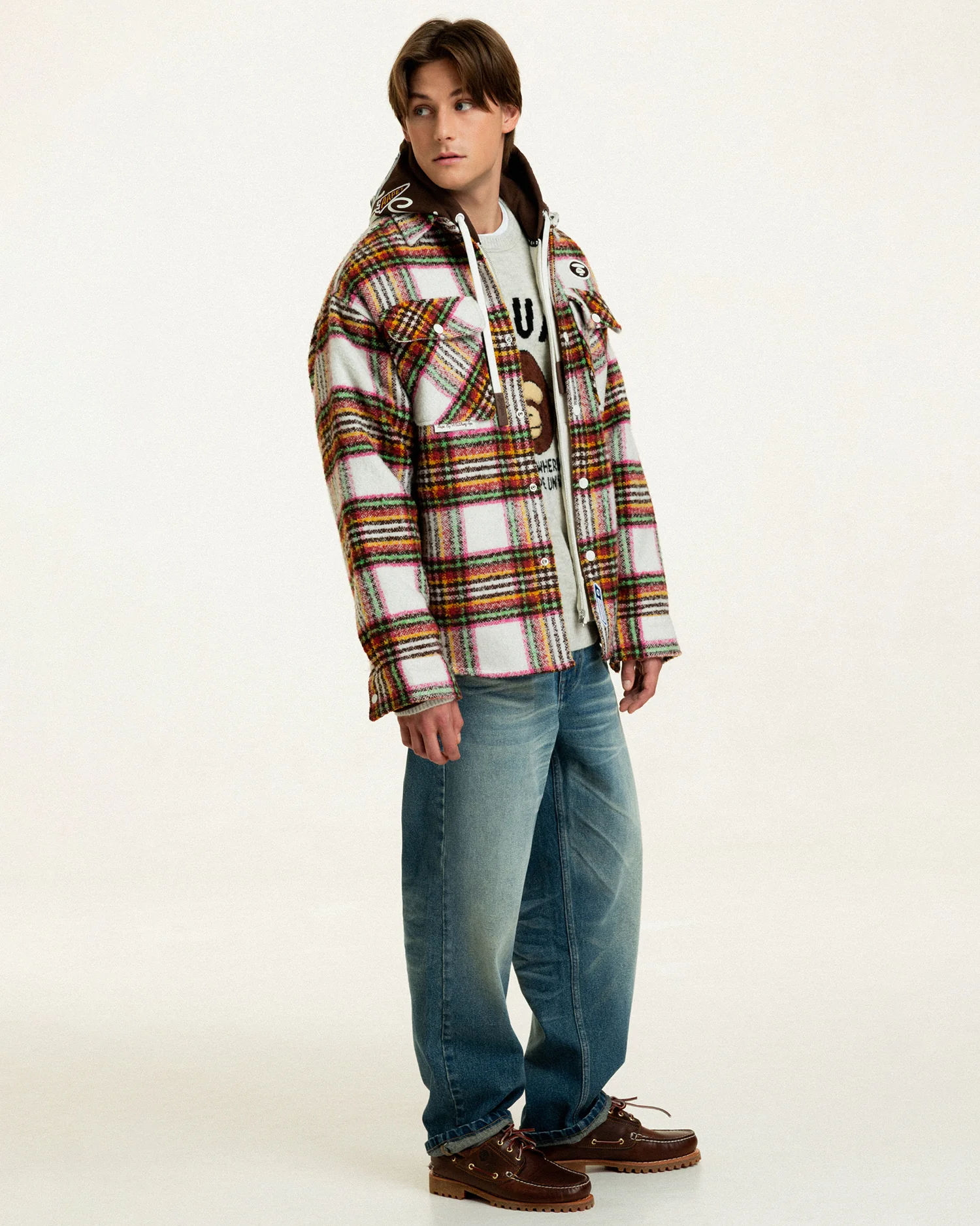 Moonface check hooded shirt - Image 2