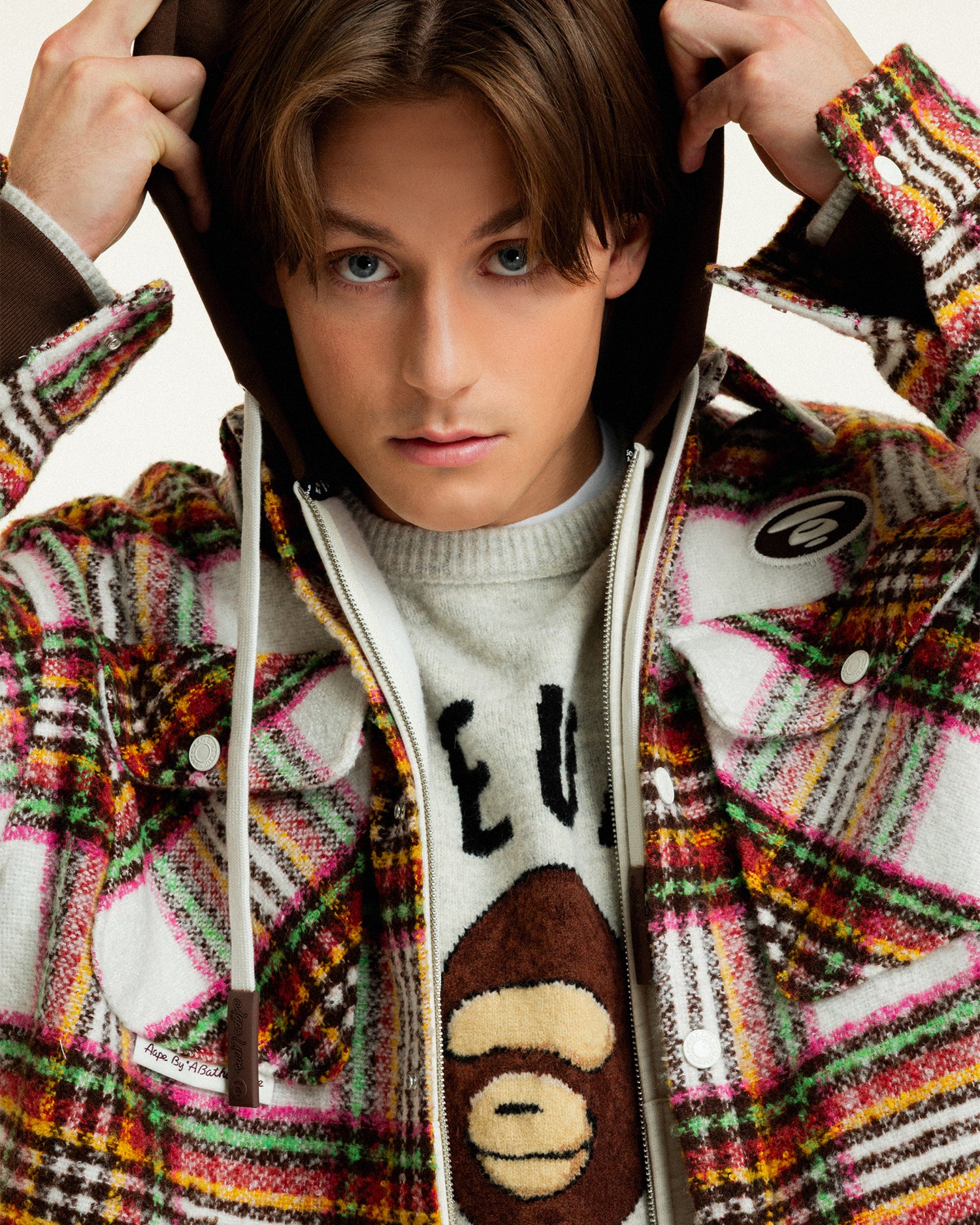 Moonface check hooded shirt - Image 3