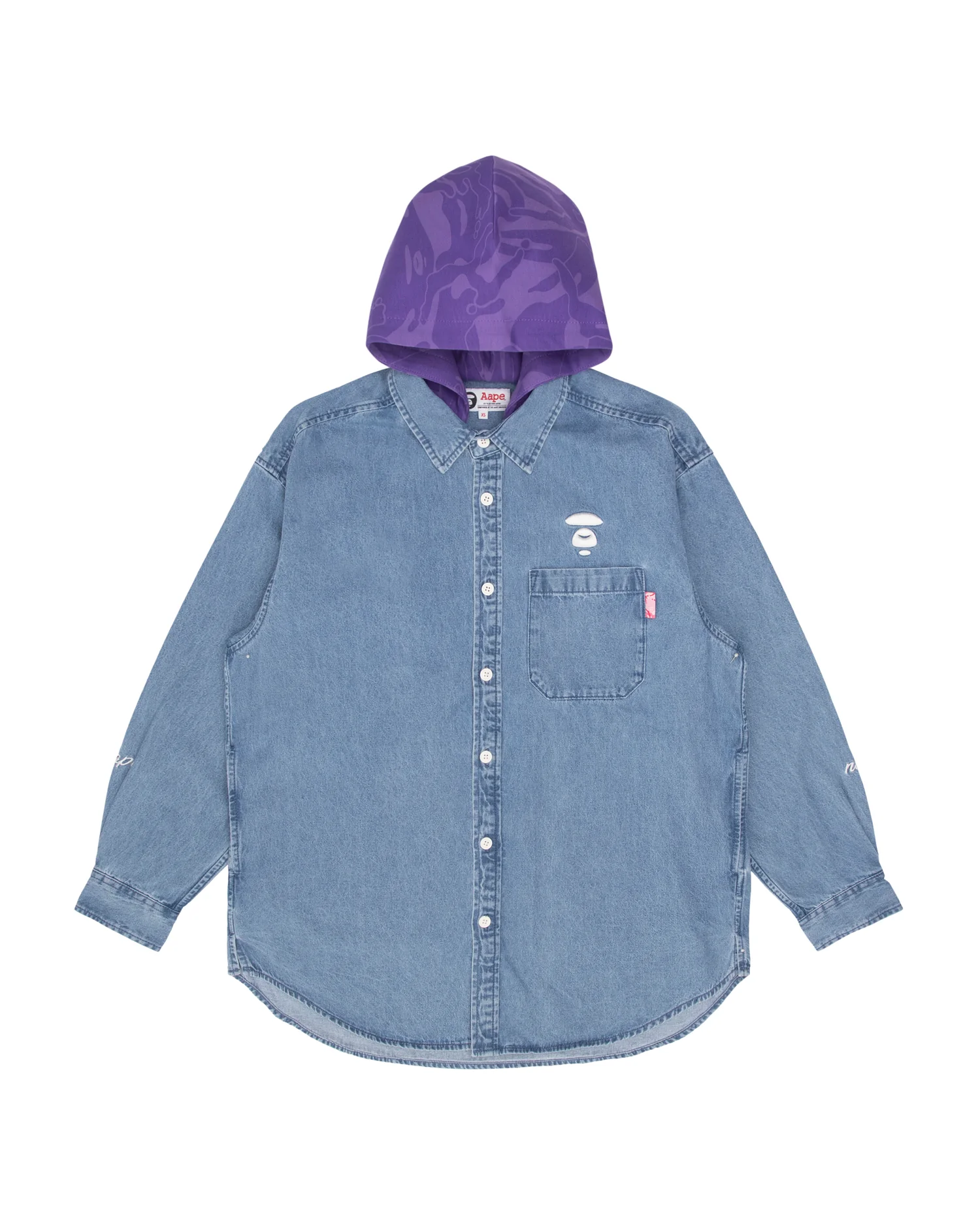 Moonface embroidered hooded shirt
