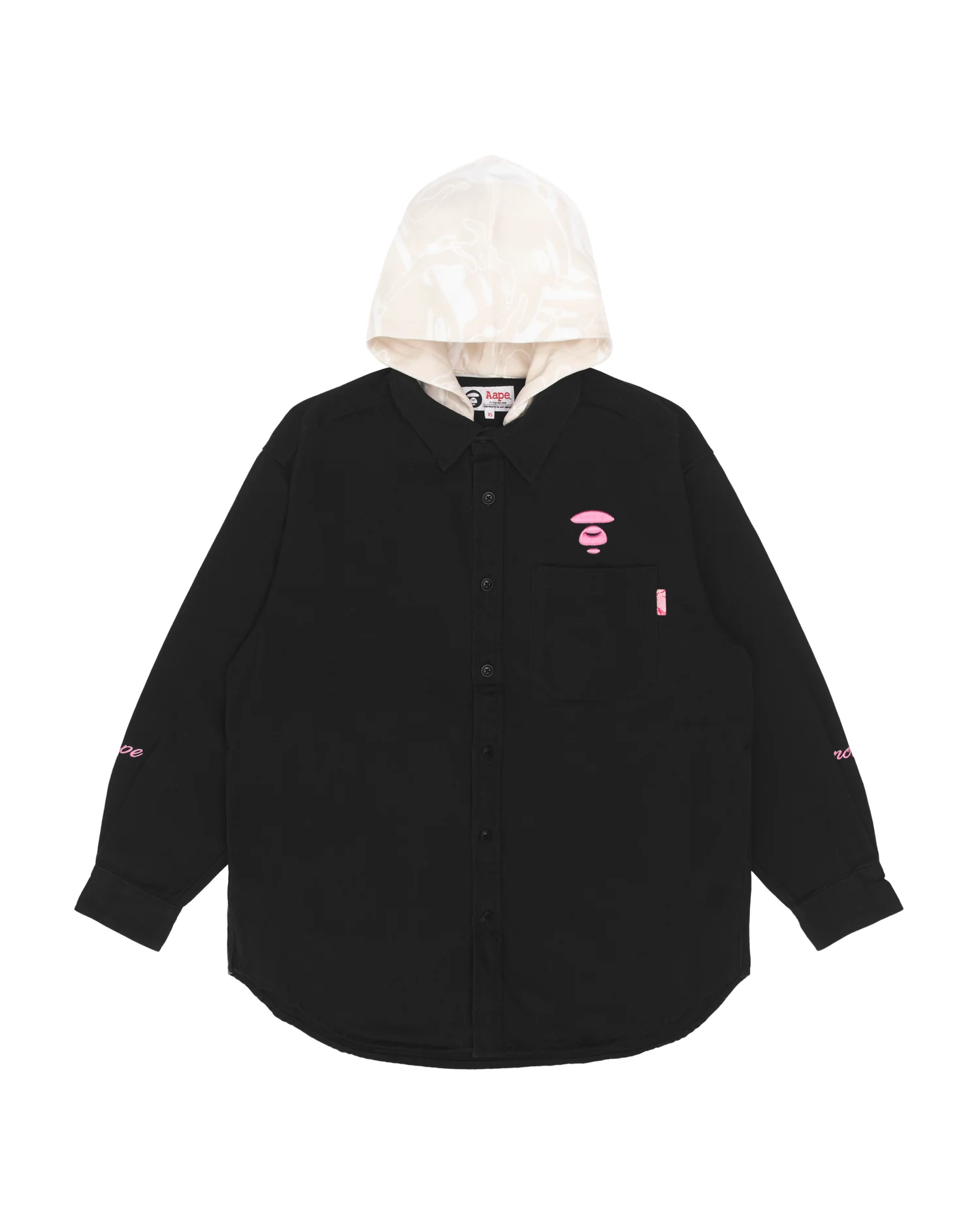 Moonface embroidered hooded shirt