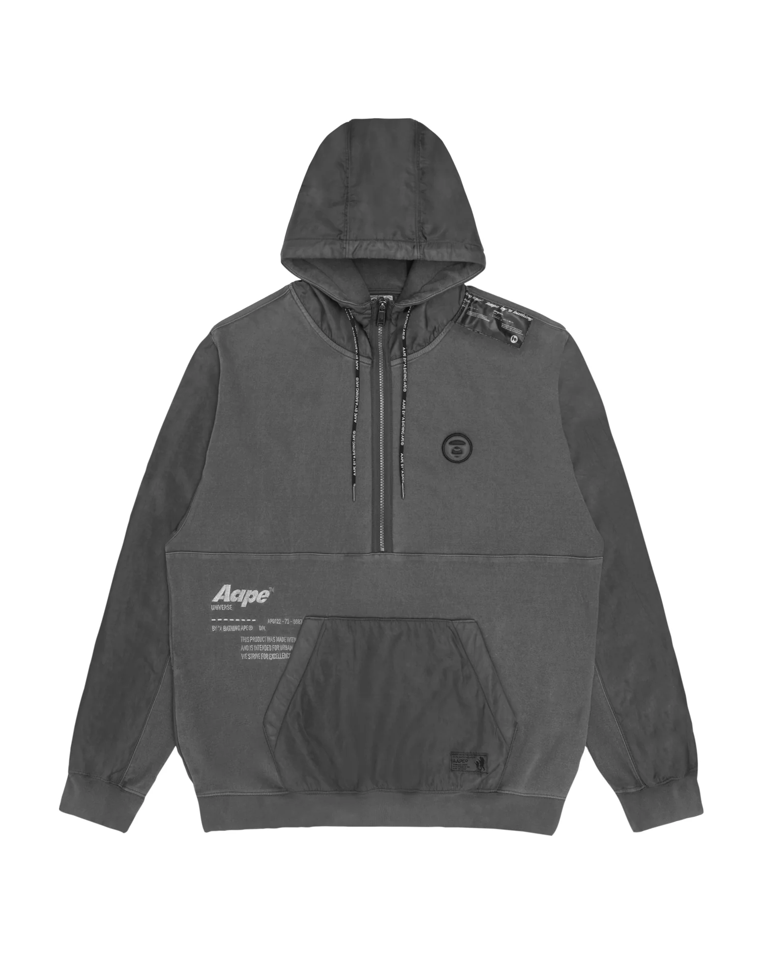 Moonface panelled half-zip hoodie