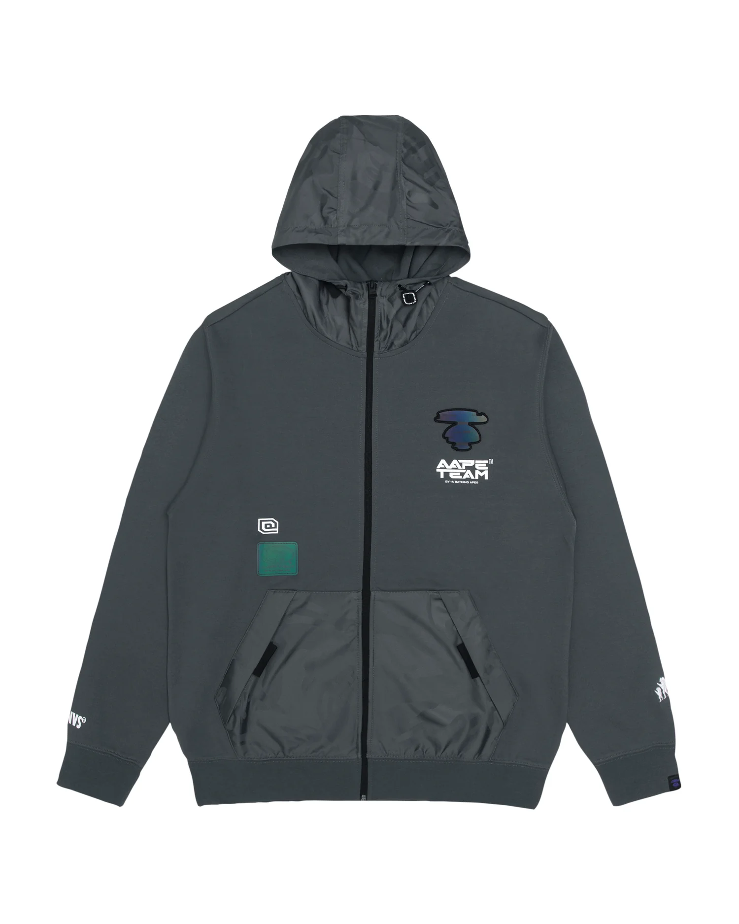 Moonface panelled zip-up hoodie