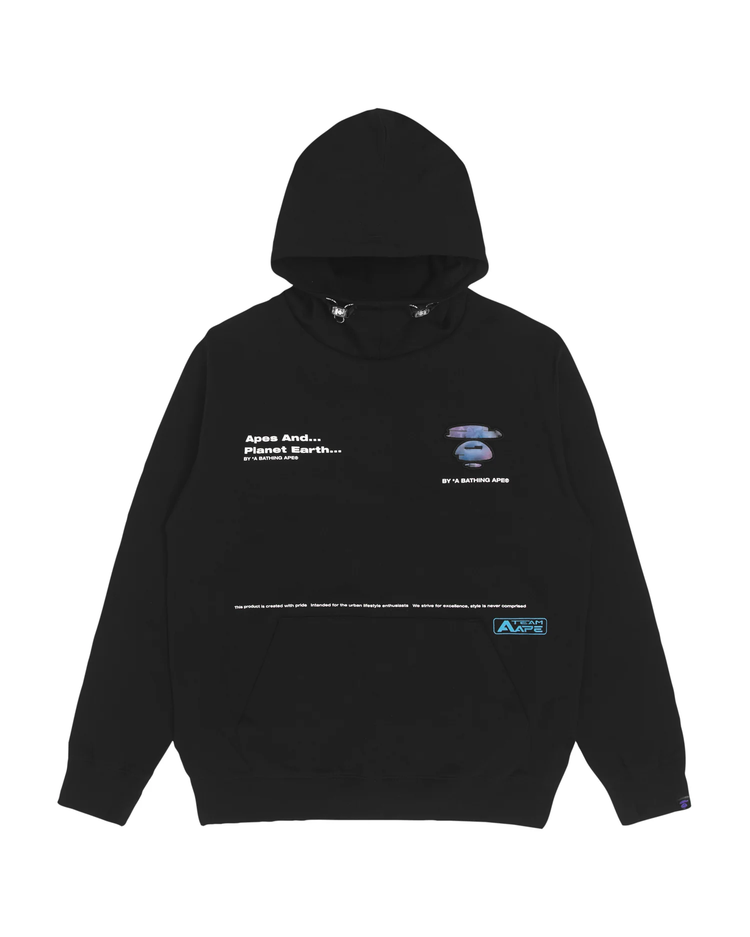 Moonface patch drawstring sleeve hoodie