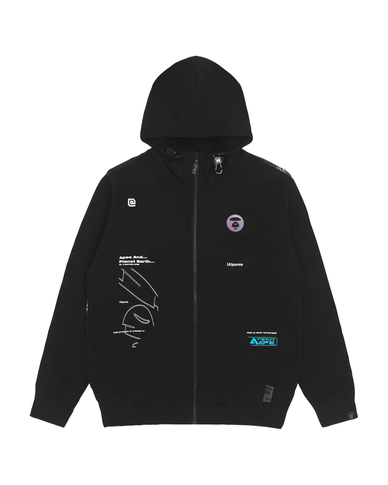 Moonface graphic print zip-up hoodie