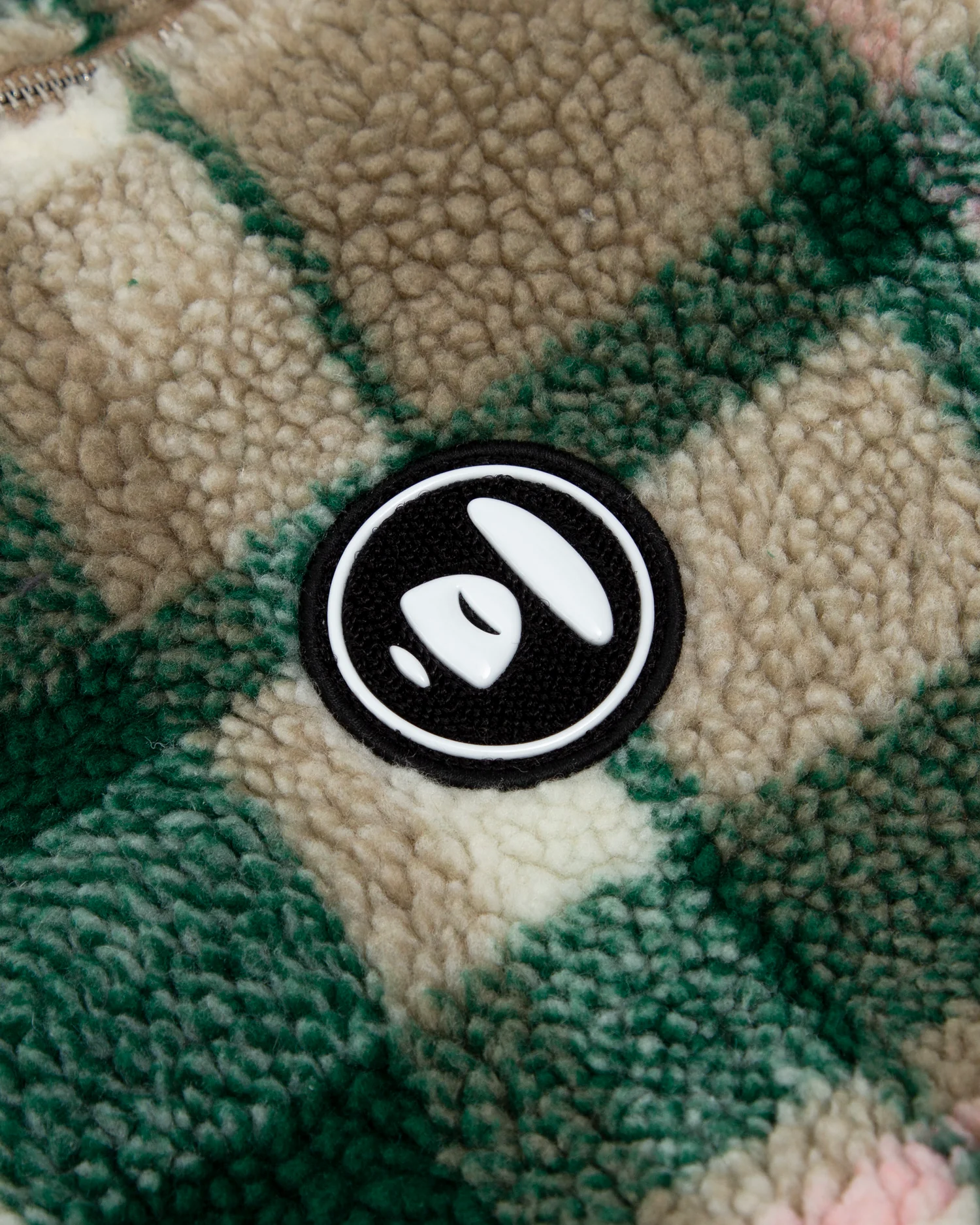 Moonface plaid fleece zip-up hoodie - Image 3