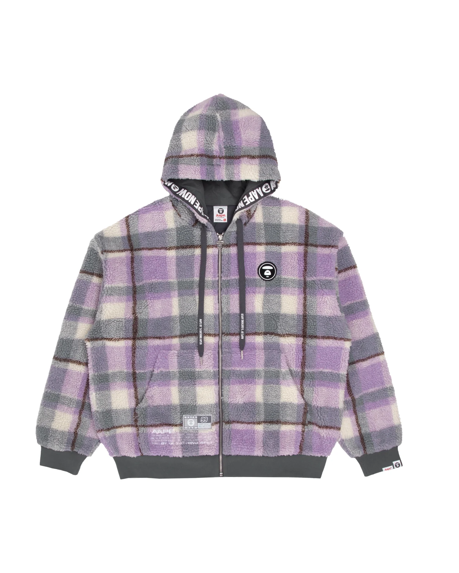 Moonface plaid fleece zip-up hoodie - Image 6