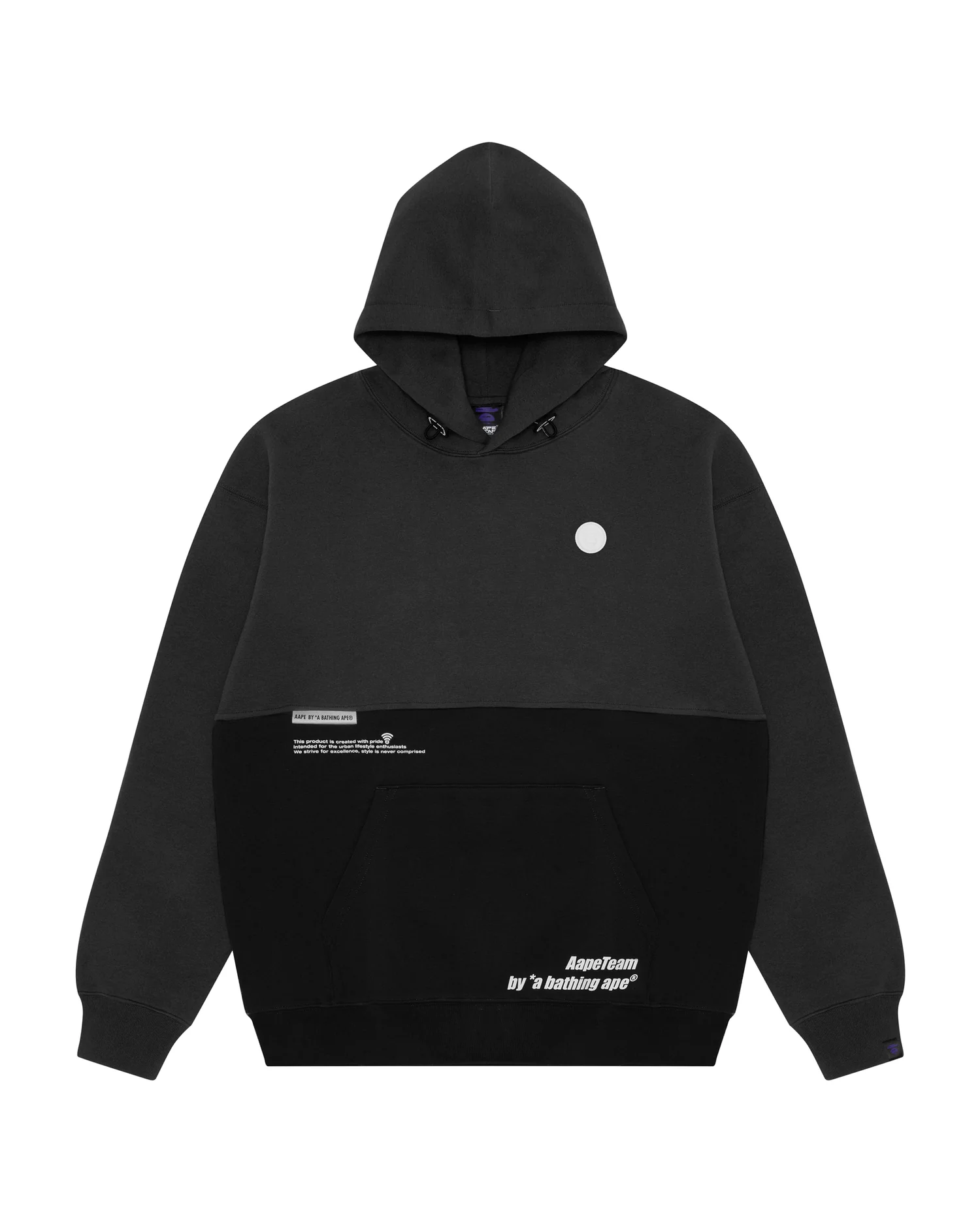 Moonface patch panelled hoodie