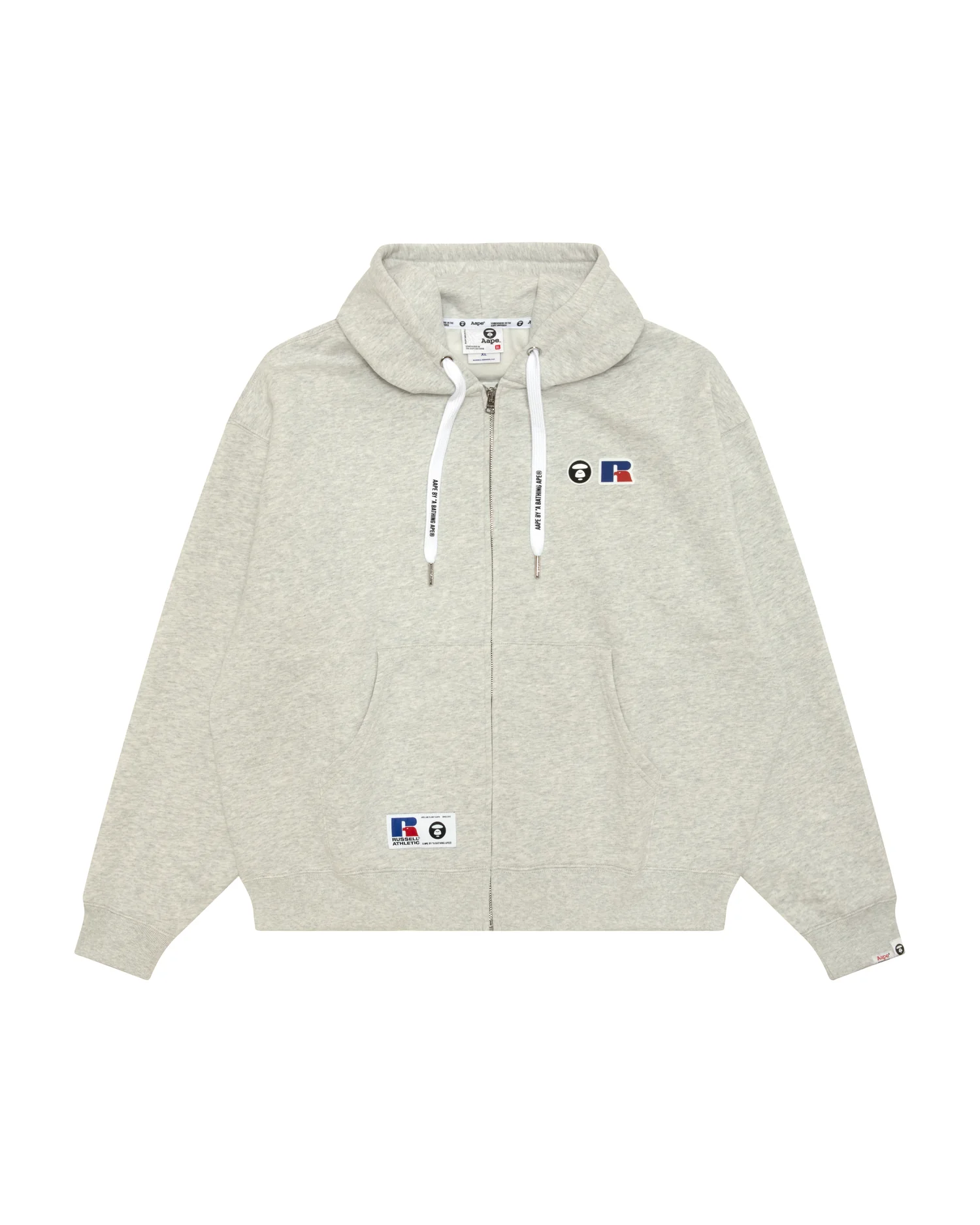 X Russell Athletic AAPEUNVS logo zip-up hoodie