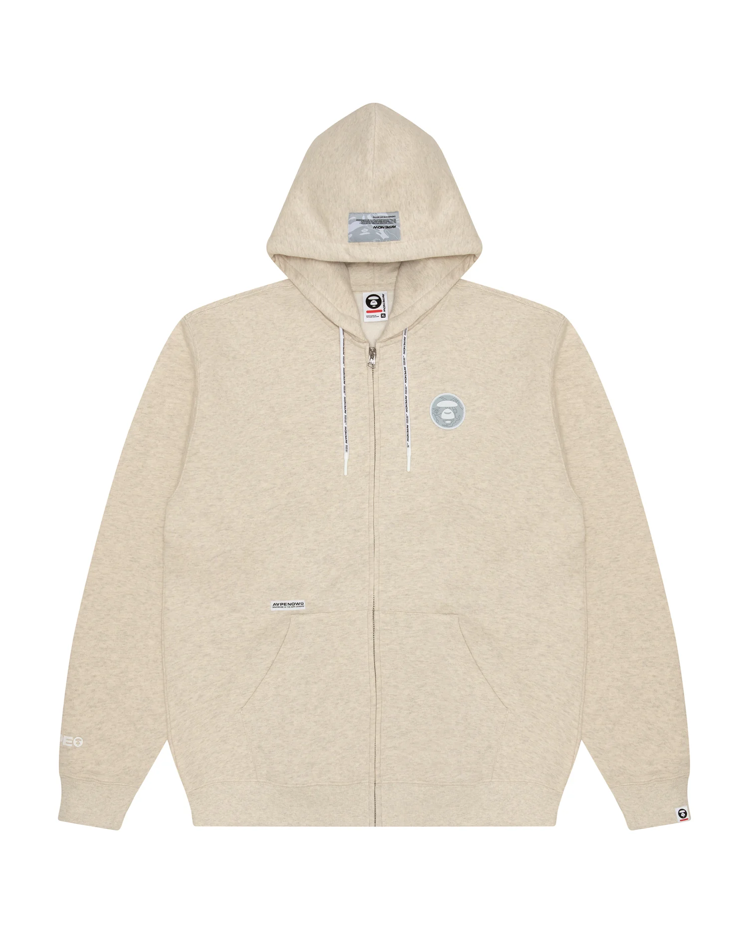 Moonface patch zip-up hoodie