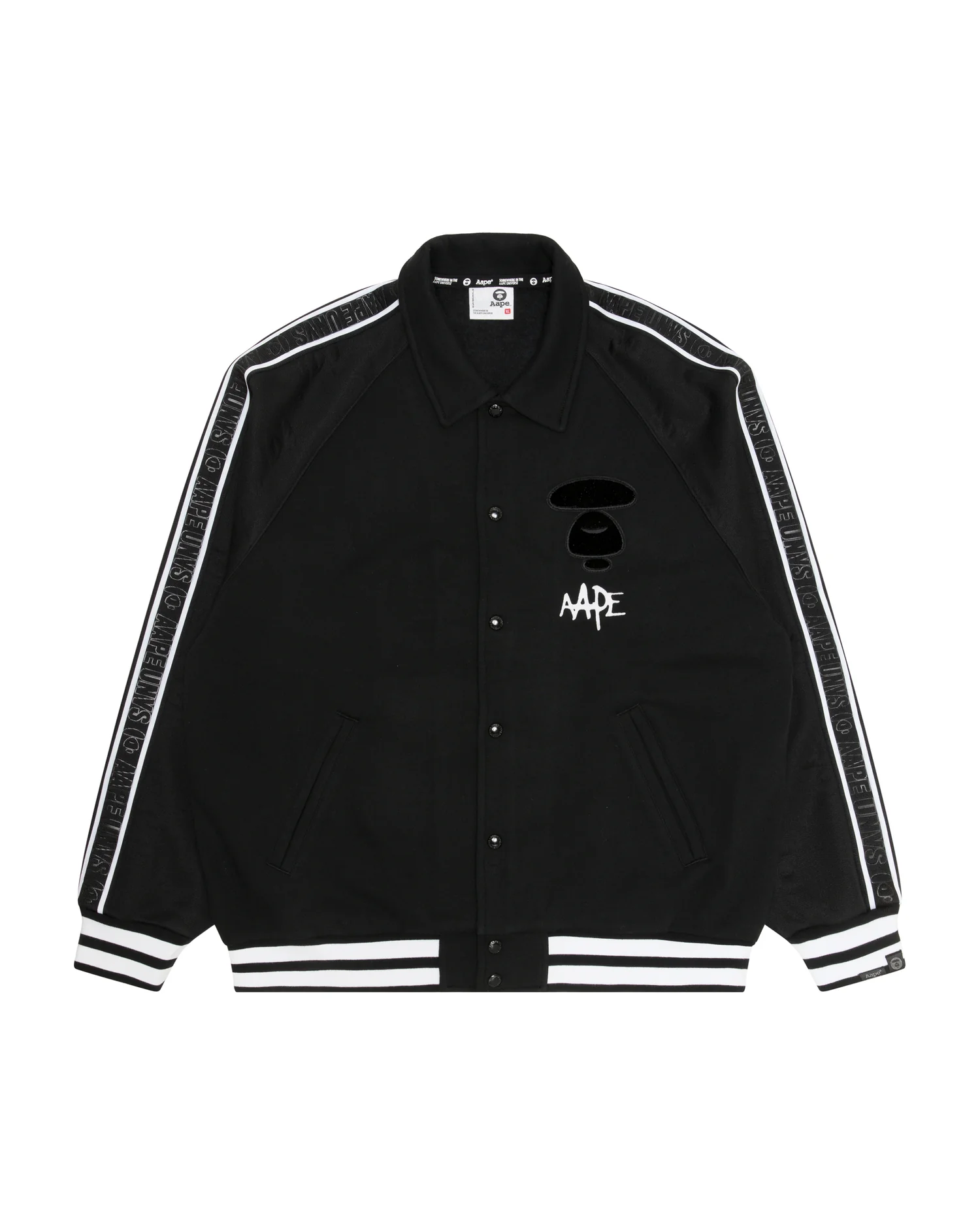Moonface embroidered baseball jacket