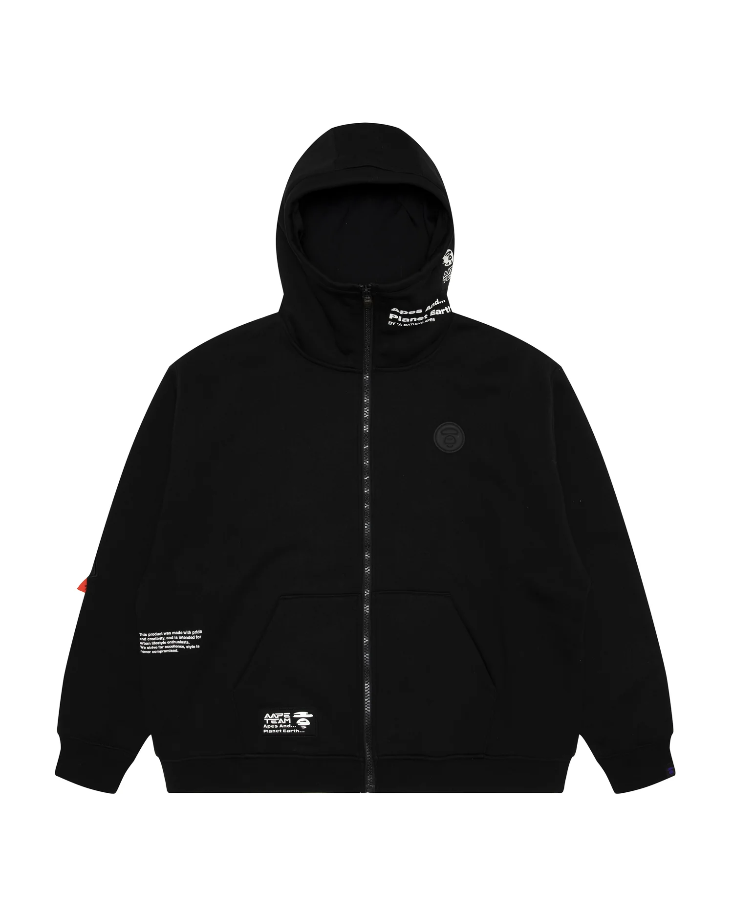 Moonface patch zip-up hoodie