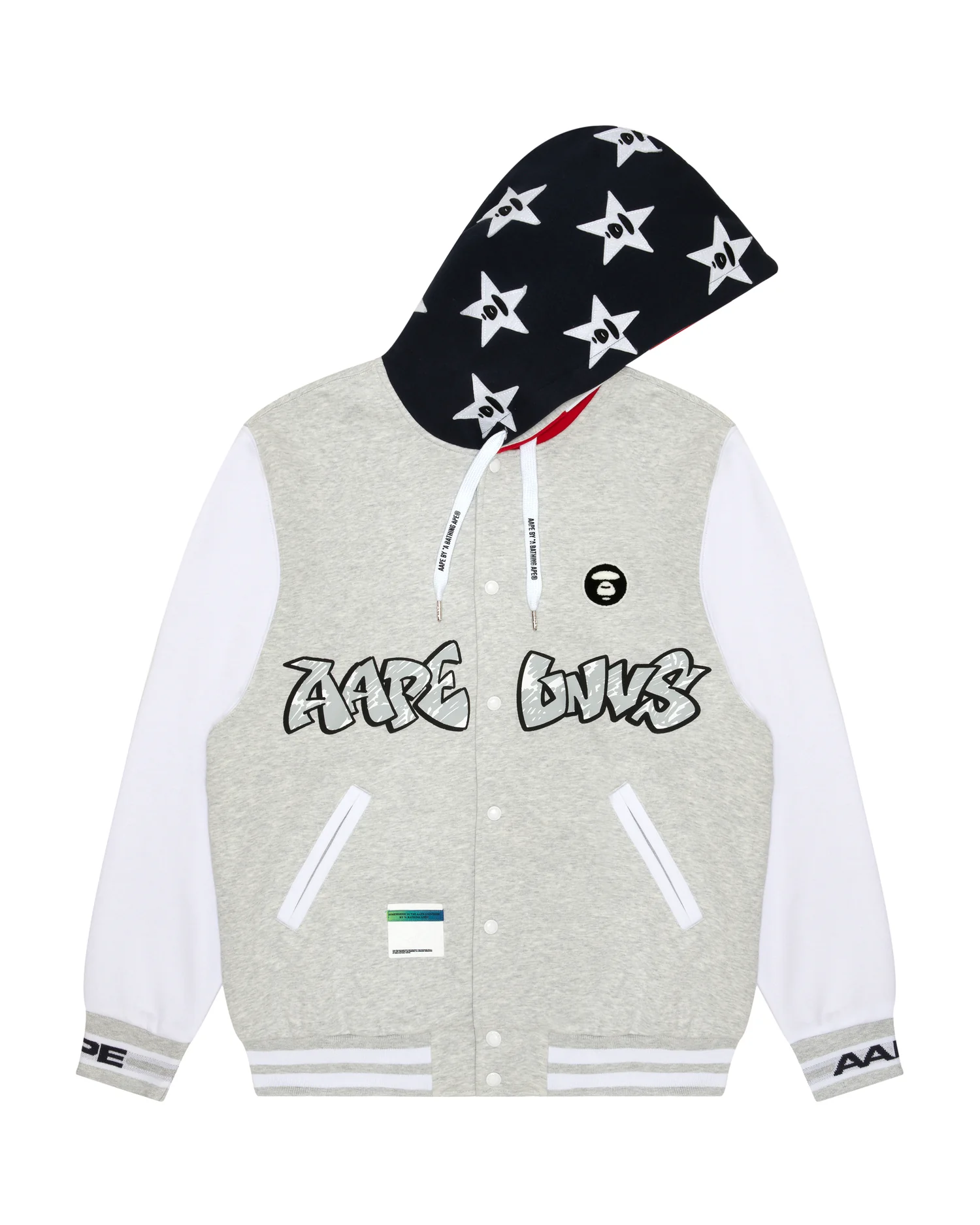 Moonface embroidered snap-button hoodie