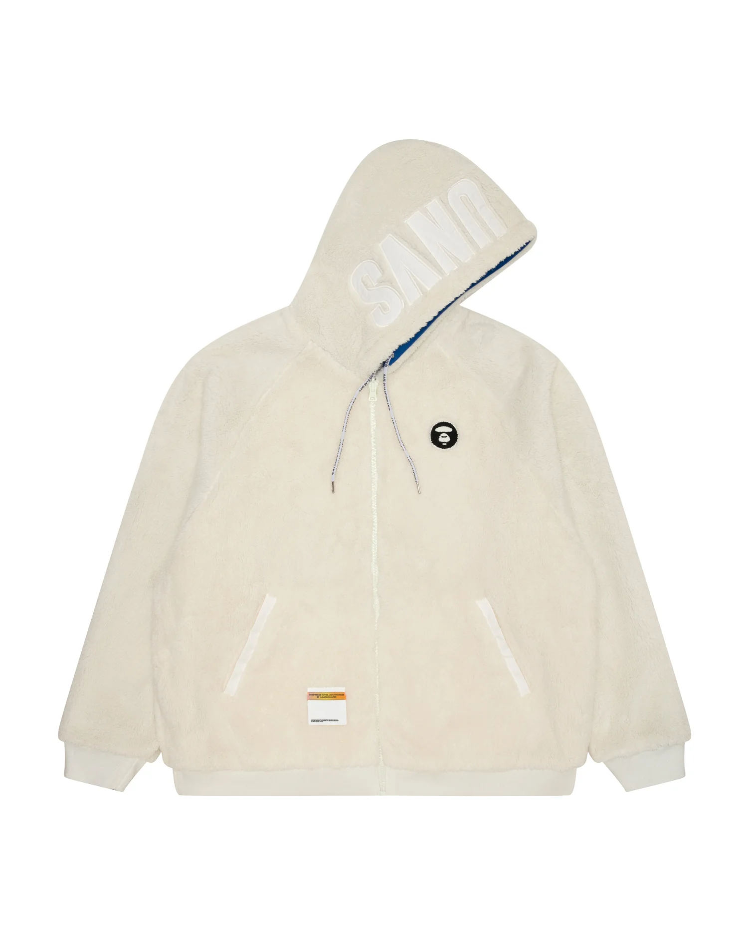 Moonface embroidered reversible zip-up hoodie