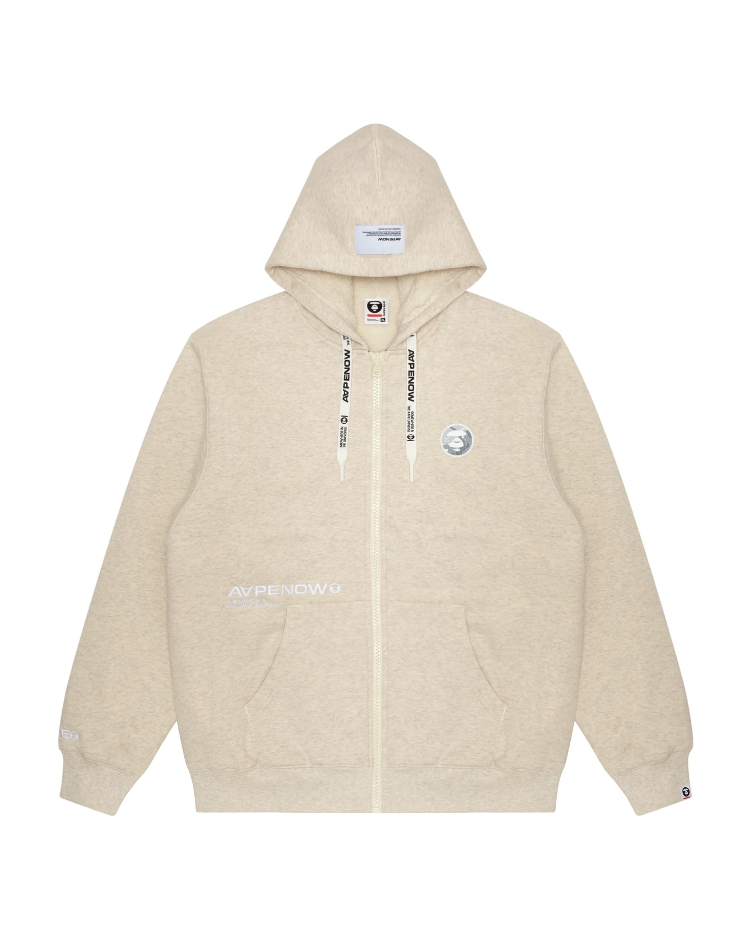 Moonface patch zip-up hoodie