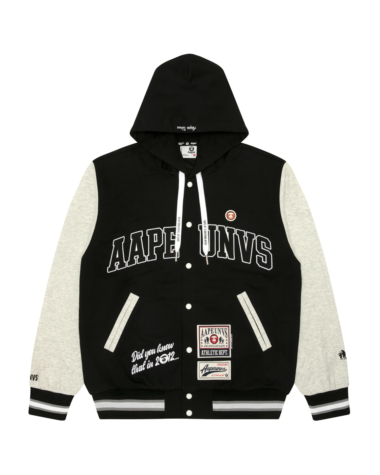 Moonface hooded baseball jacket