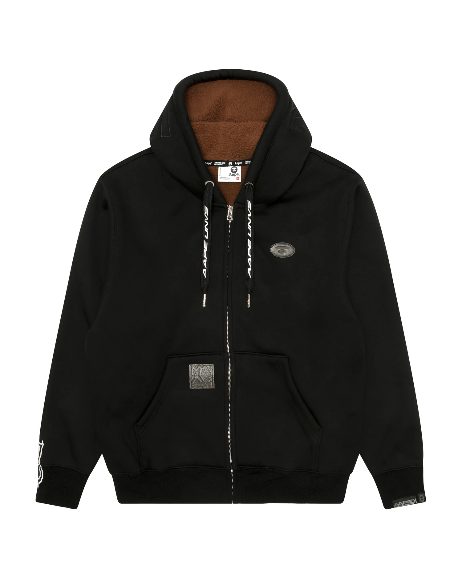 Moonface logo patch zip-up hoodie