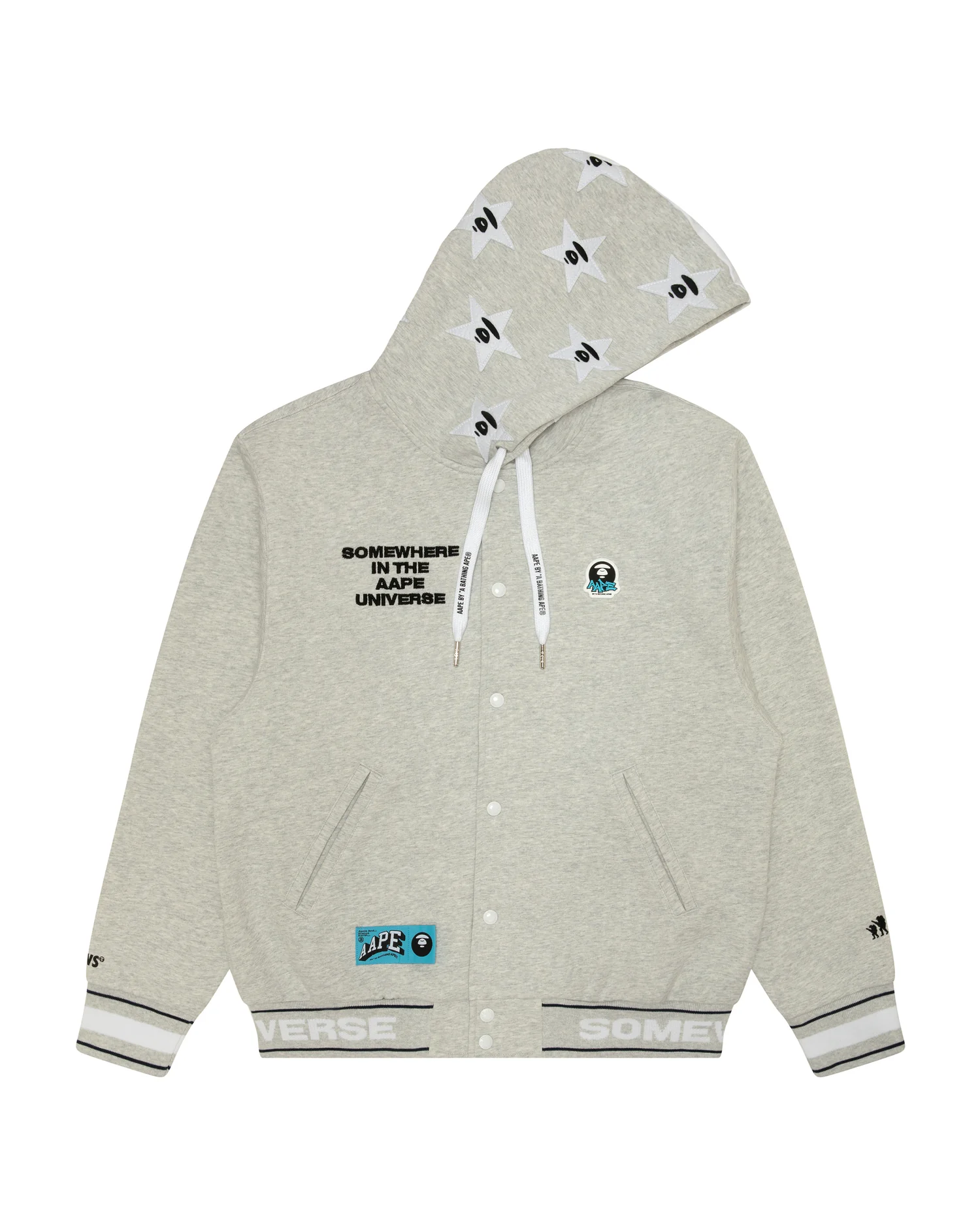 Moonface logo hooded varsity jacket