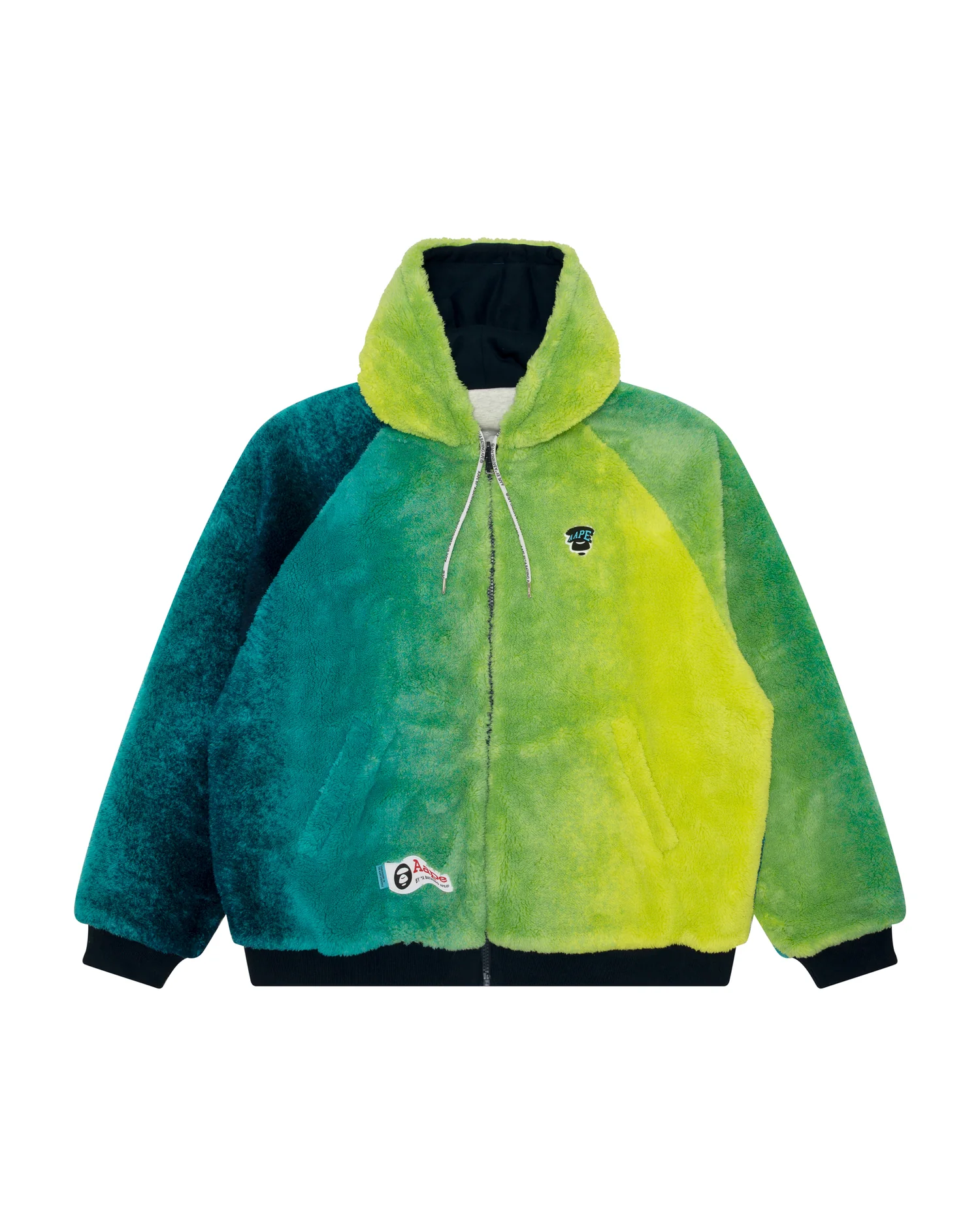 Moonface logo gradient zip-up fleece hoodie