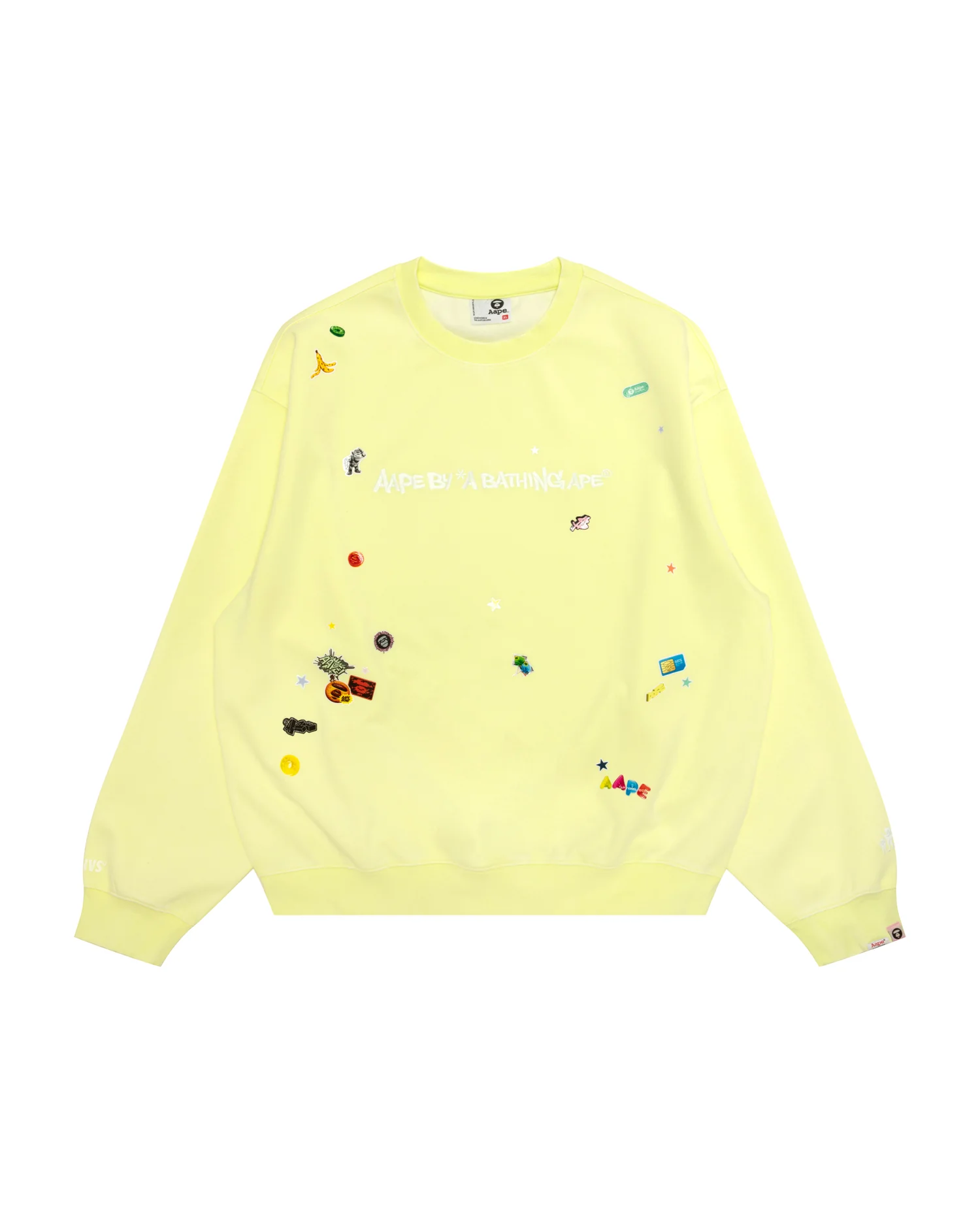 Sticker print crew neck sweatshirt