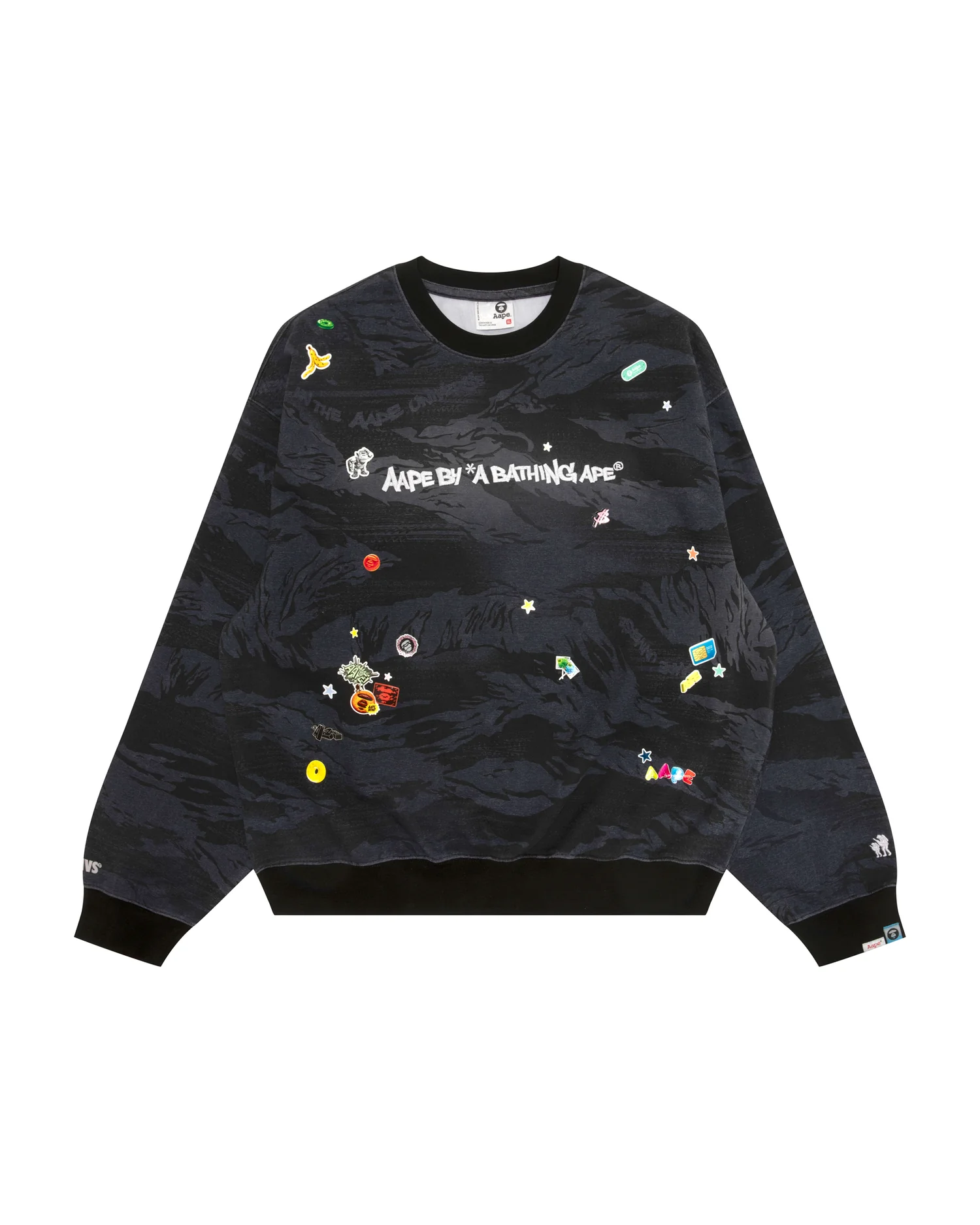 Sticker print crew neck sweatshirt
