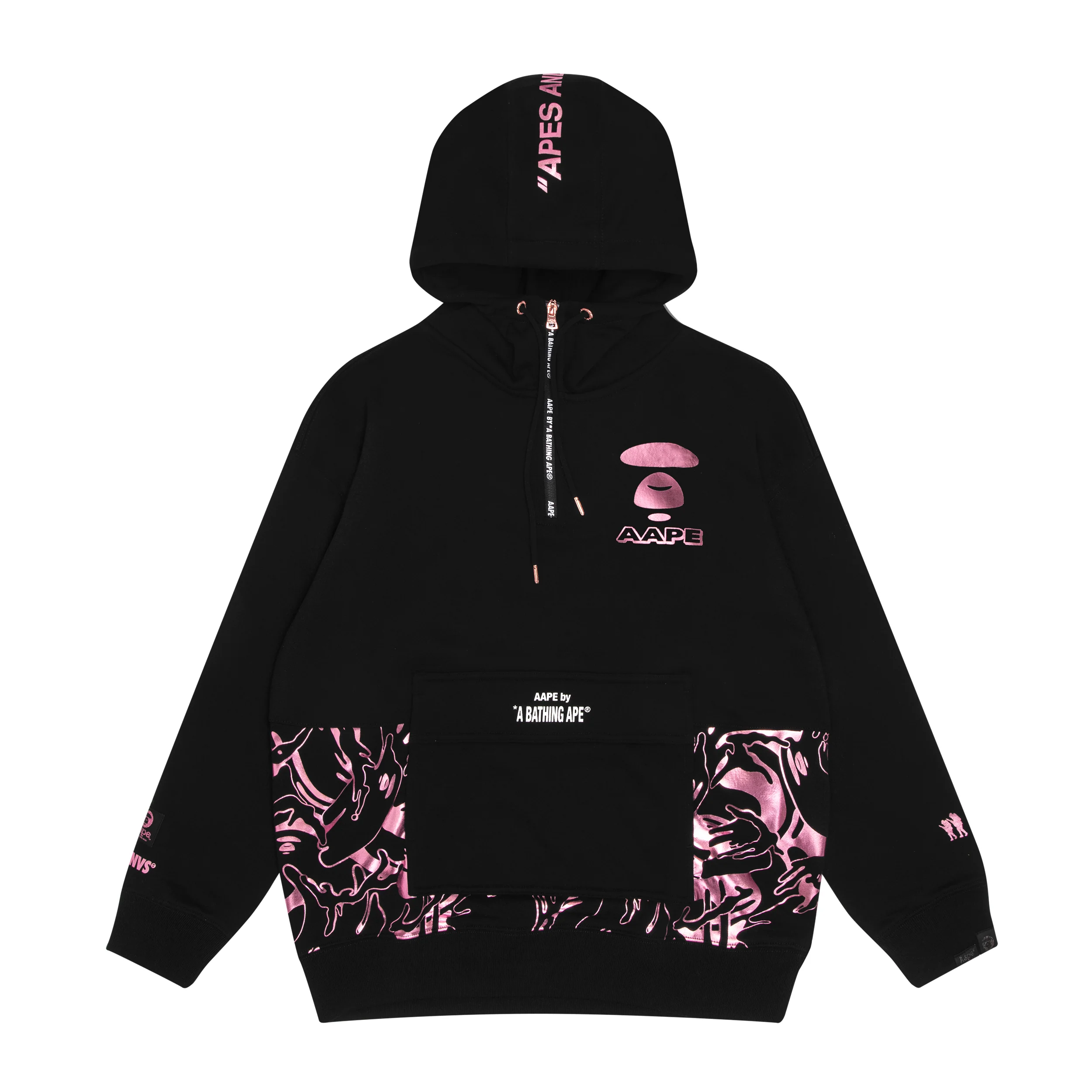 Quarter zip panel camo hoodie