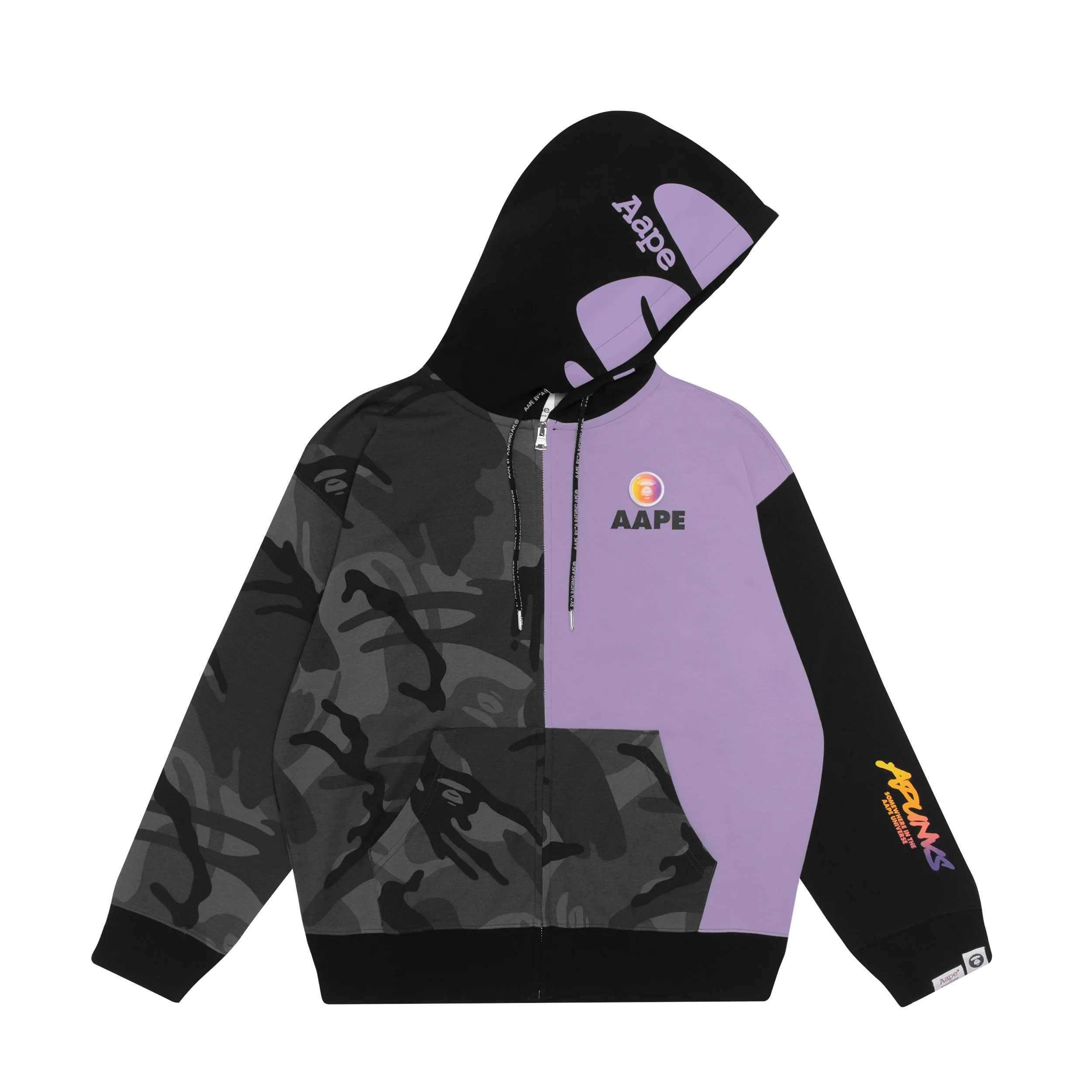Colour block logo zip hoodie