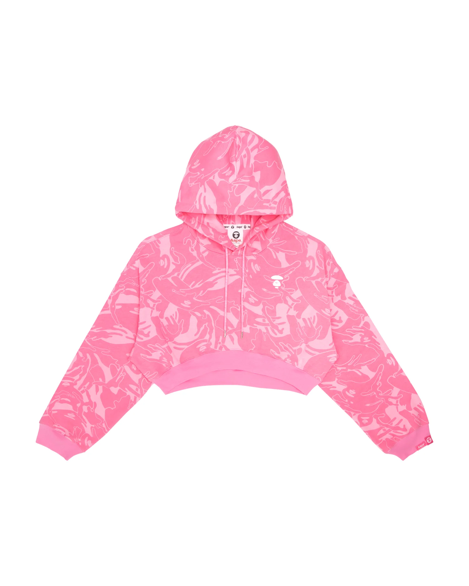 Moonface patterned cropped hoodie