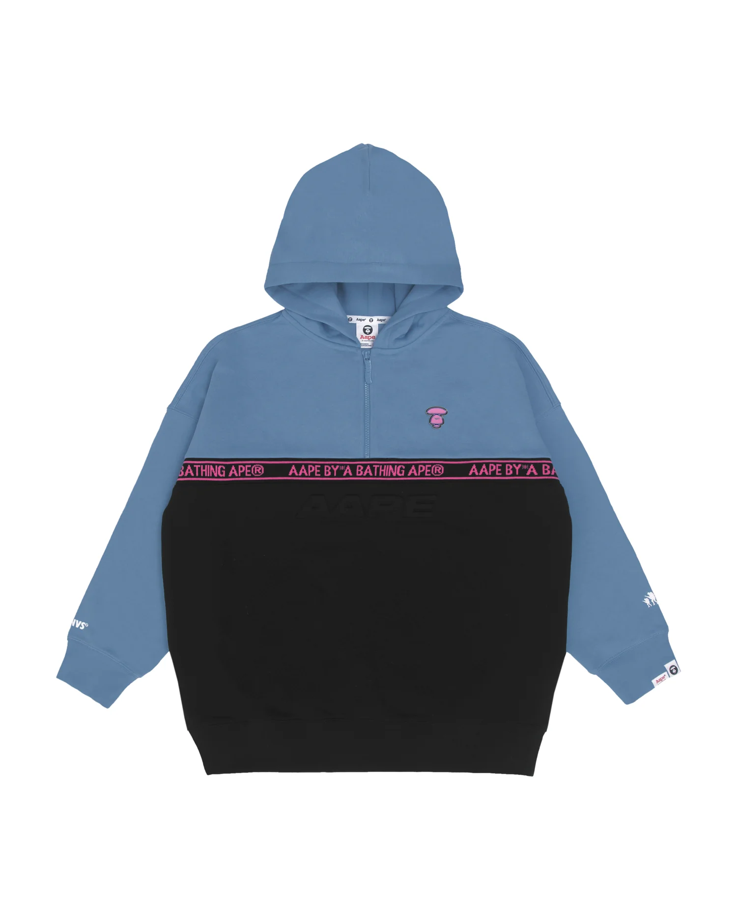 Moonface panelled half-zip hoodie