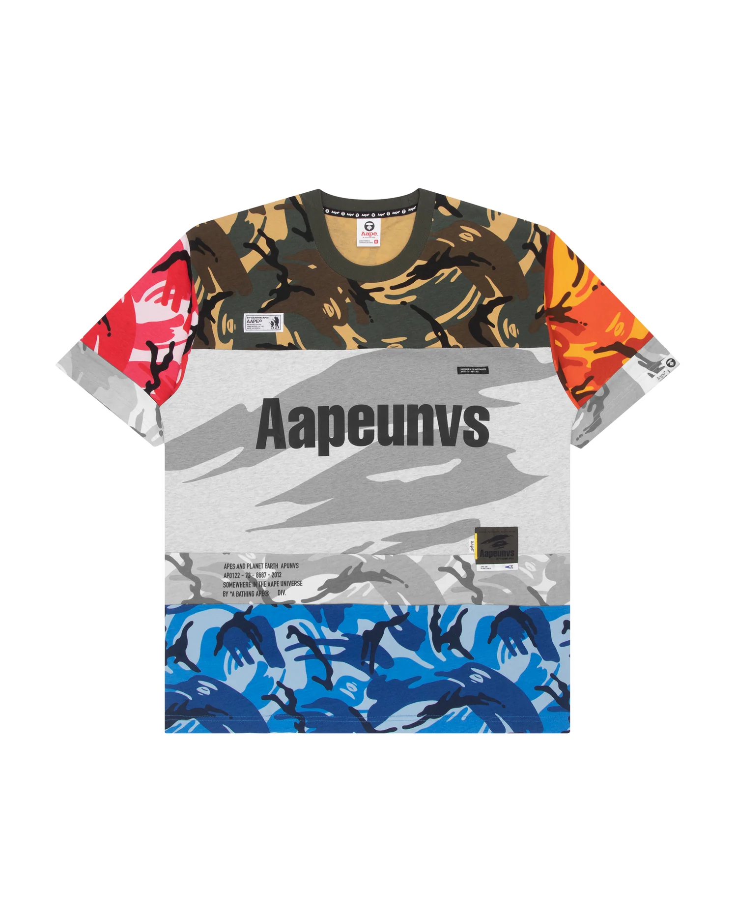 Colour blocked camo printed tee