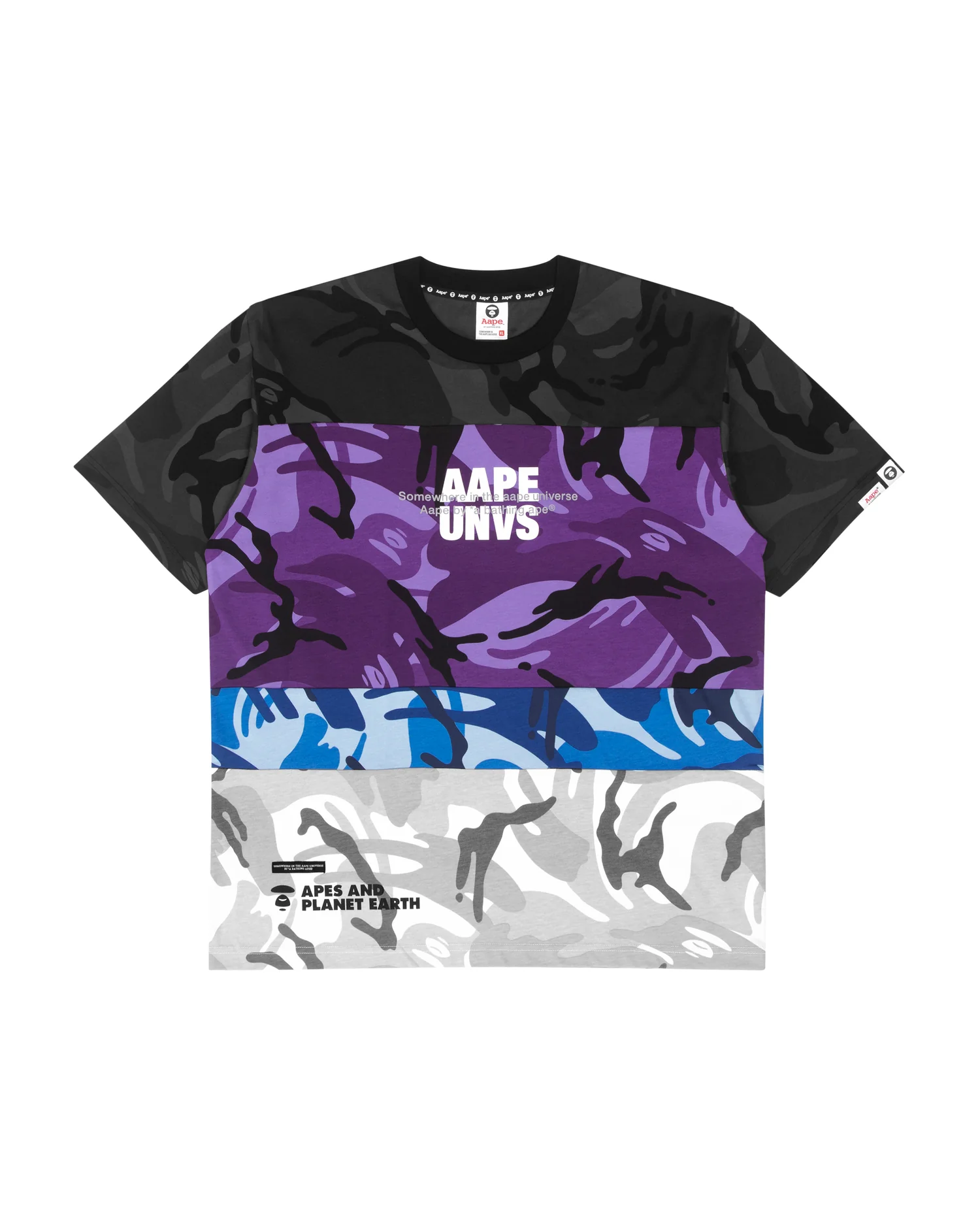 Colour block camo print tee