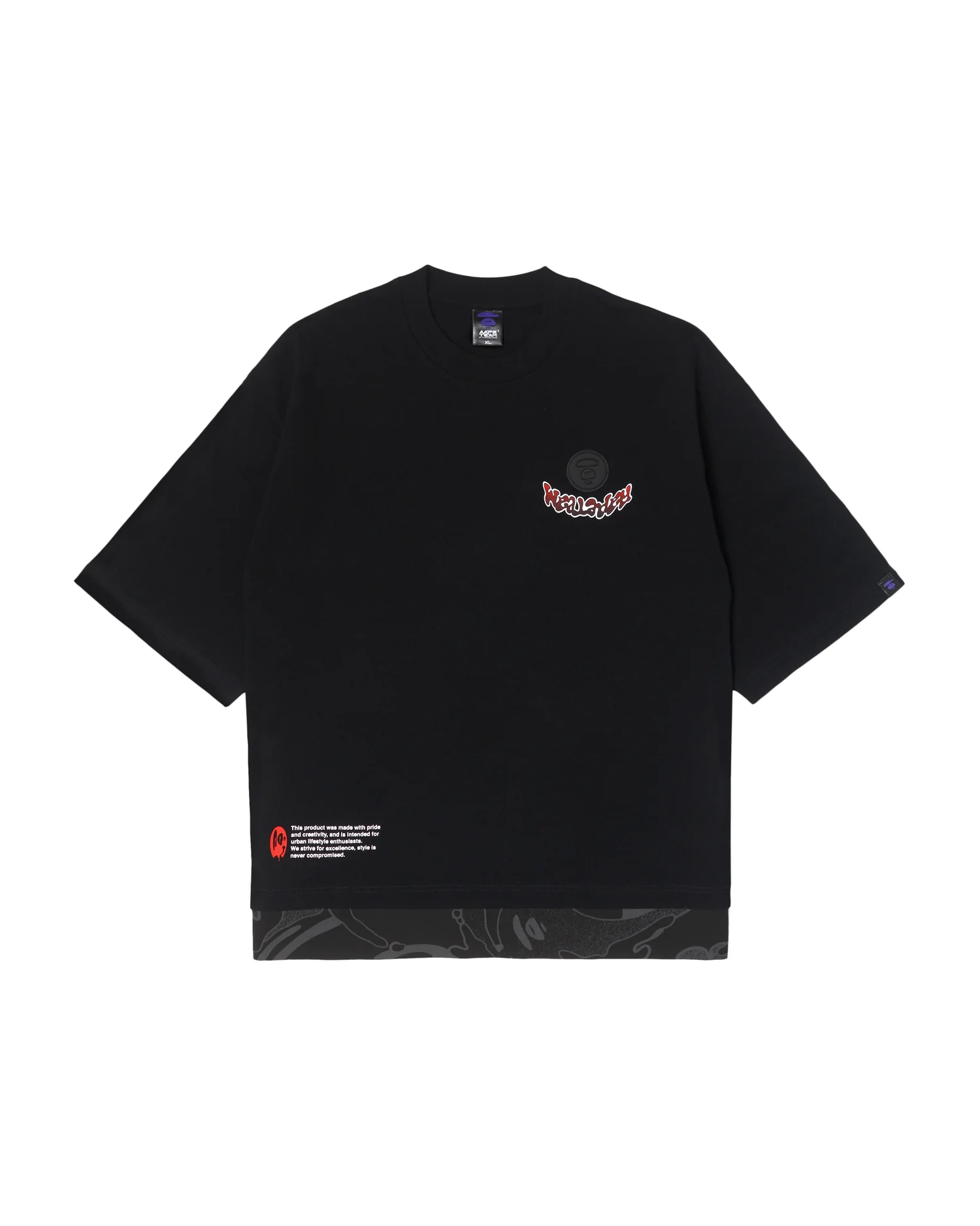 Moonface patch panelled tee