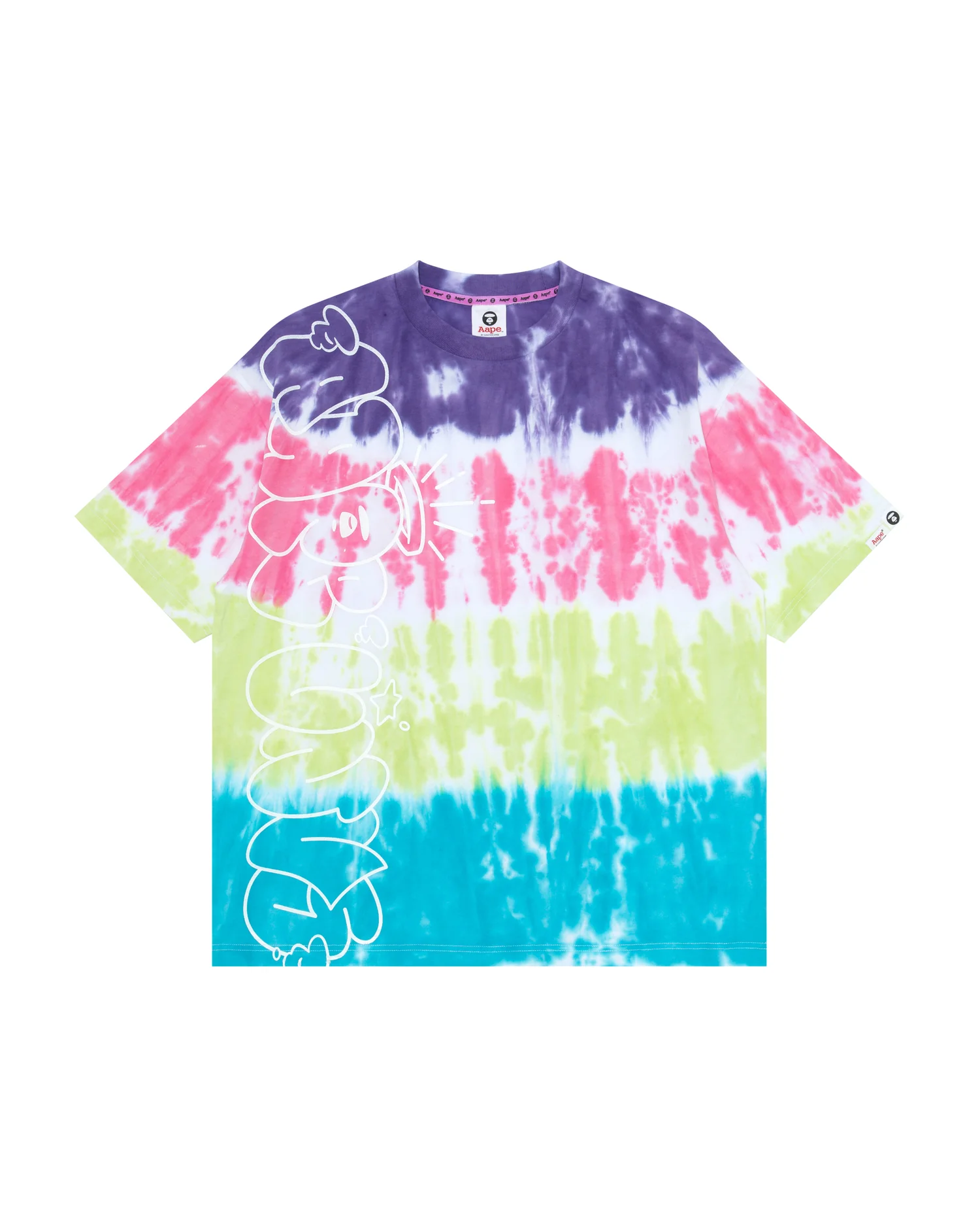 Moonface printed tie-dye tee