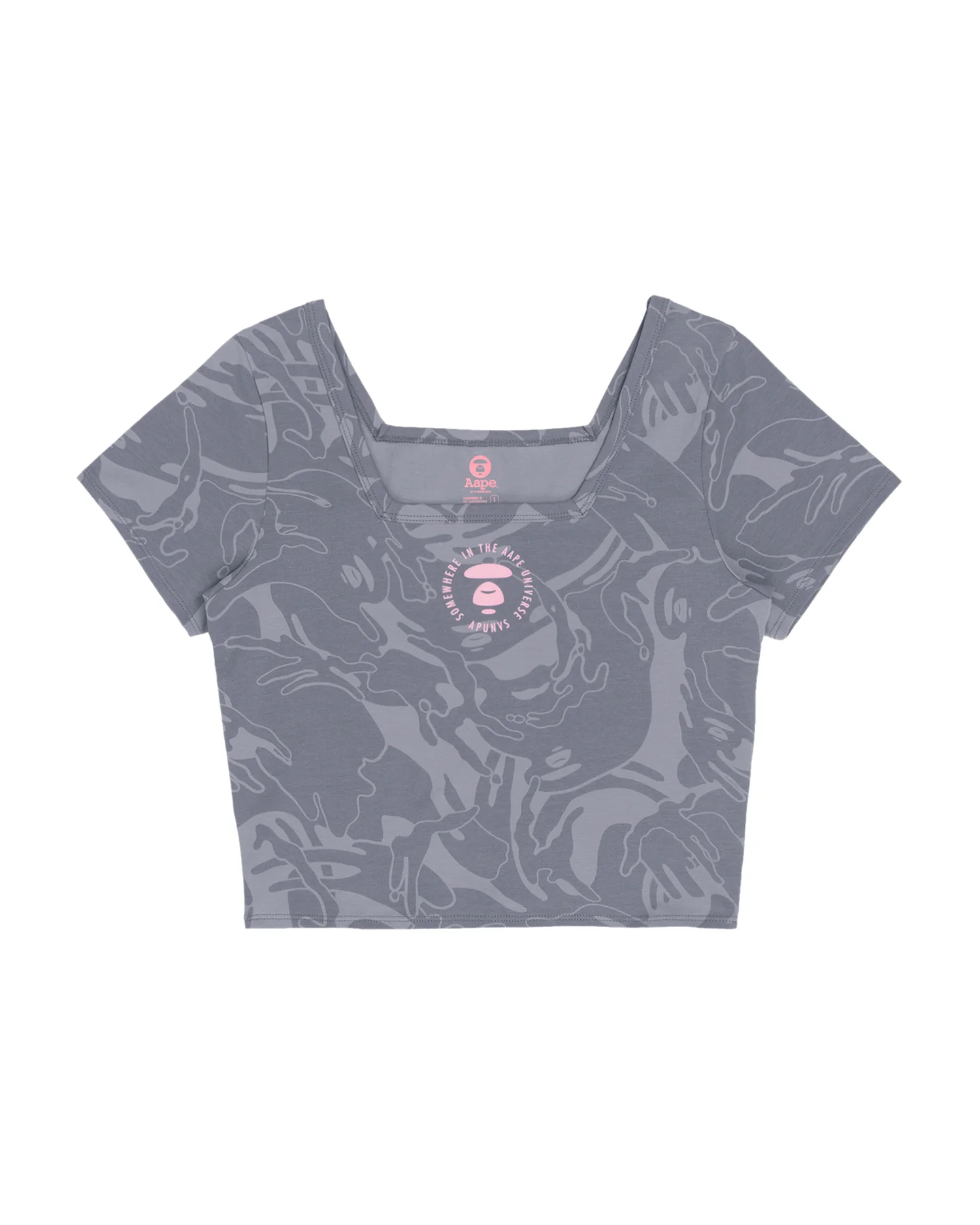 Moonface camo cropped fitted tee