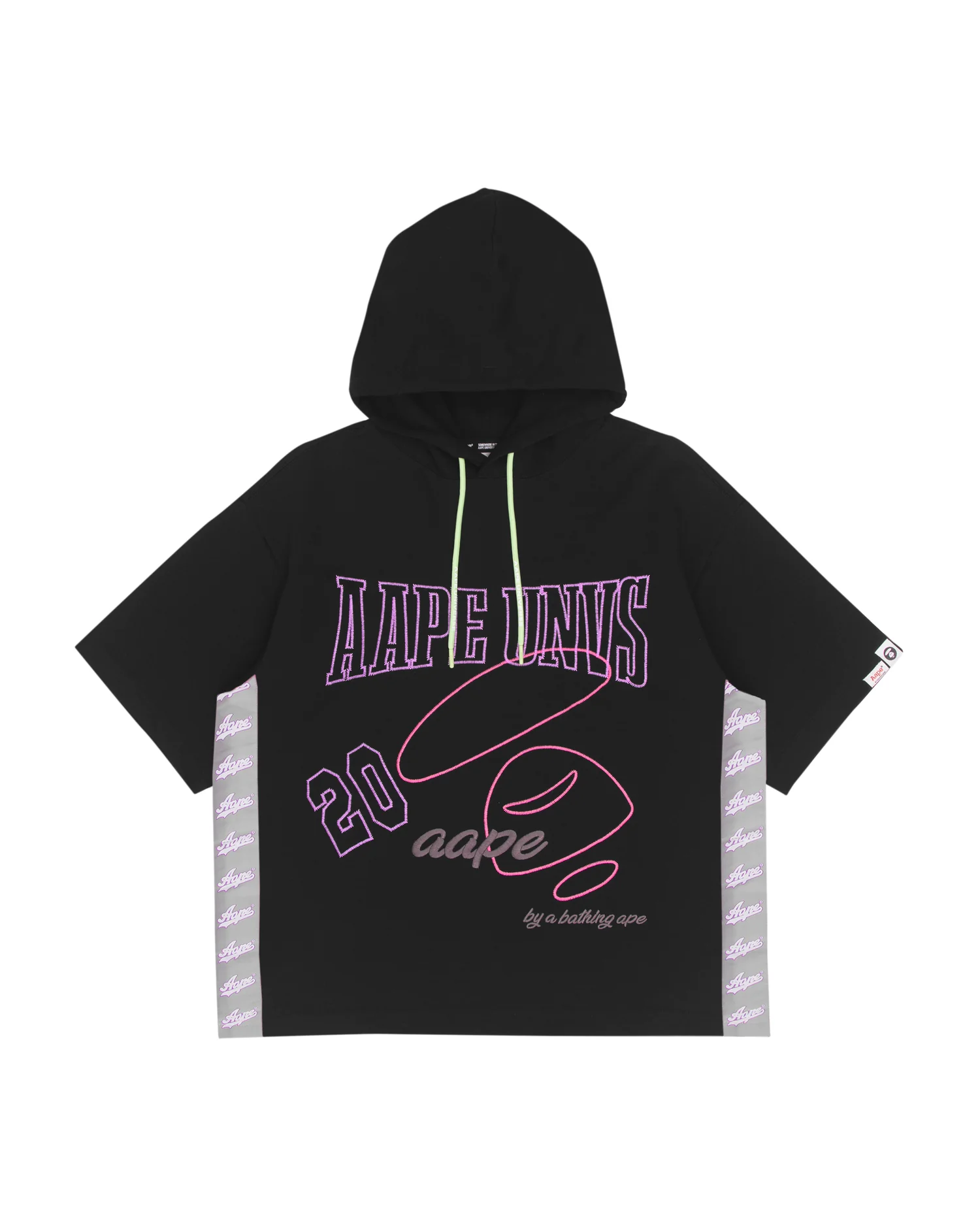 Moonface embroidered short-sleeve hoodie