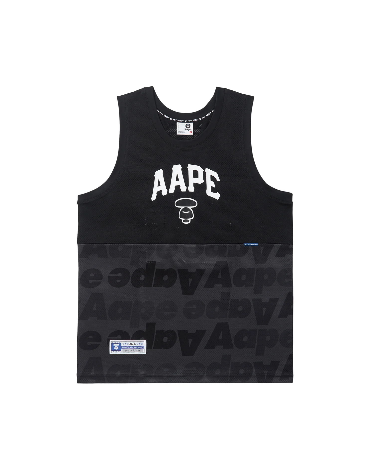 Moonface panelled mesh basketball tank top