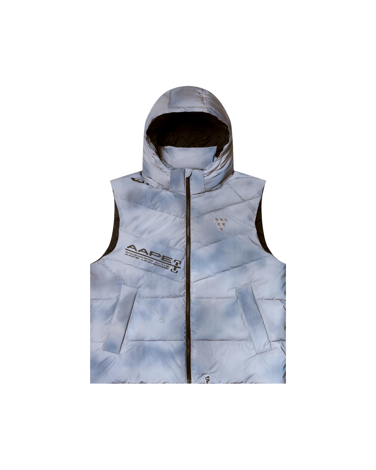 Moonface patch hooded padded vest