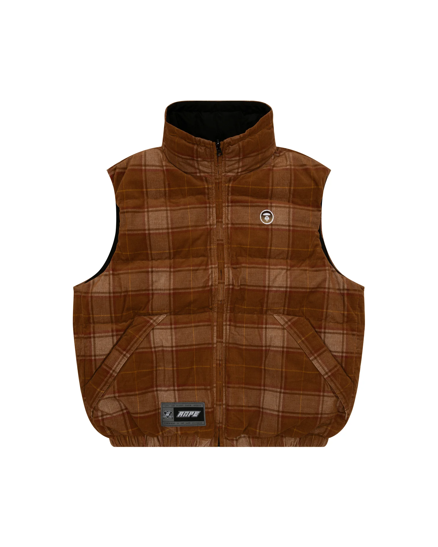 Moonface logo check zip-up vest